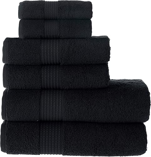 MAURA Basics - Juego de toallas de baño para baño con ganchos para colgar, 2 toallas de baño, 2 toallas de mano, 2 toallas pequeñas, suaves,