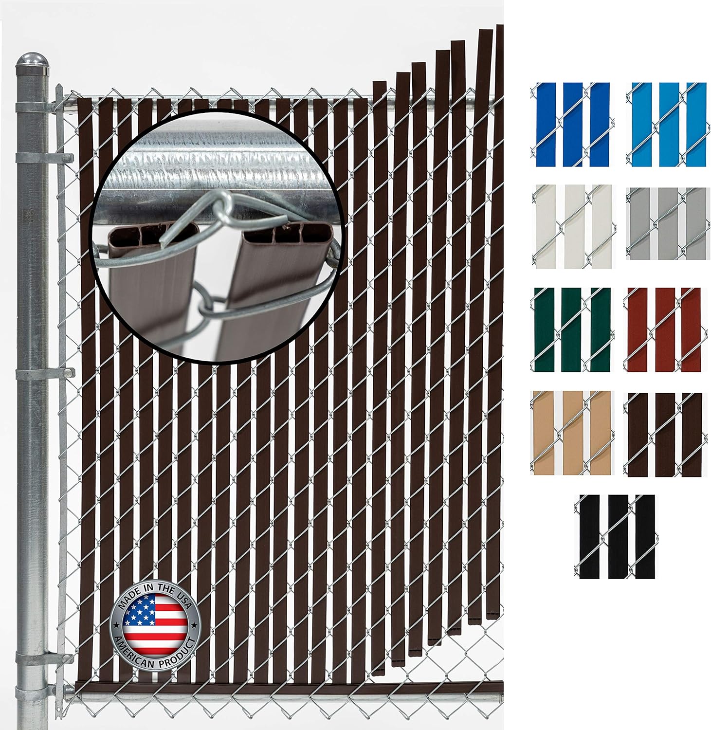 Fence Source Double-Double Bottom Locking Privacy Fence Slat (9 Colors) Double Wall Reinforced with Double Legs Inside - Available for 4’, 5’, 6’, 7’ and 8’ Chain Link Fence (4 ft, Brown)
