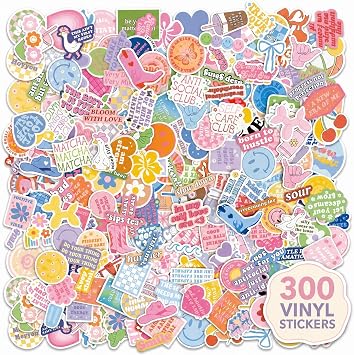 Motivational Sticker Set of 300 - Cute Inspirational Vinyl Stickers for Your Water Bottle, Laptop Or Journal - Positive Affirmation Decals for Adults, Teens and Kids Giving Daily Smiles and Motivation