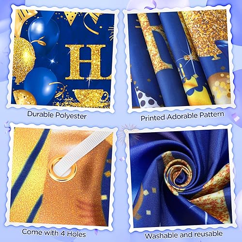 Miniatura 6 de Decoraciones de feliz jubilación, grande, azul marino, dorado, cartel de feliz jubilación con 18 globos de jubilación azul marino para hombres y