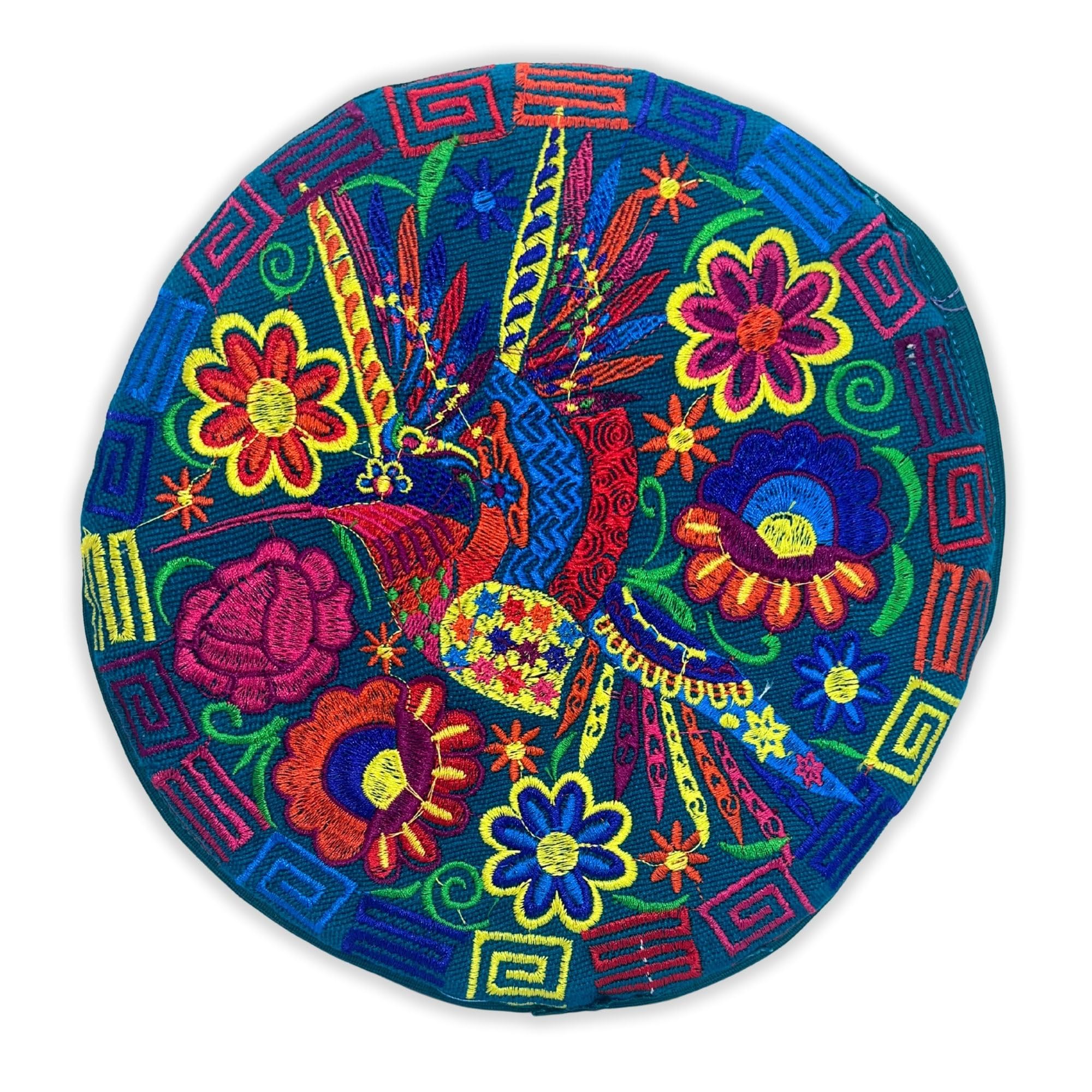 Jacq & Jürgen Tortilla Warmer Pouch Embroidered Mexican Style - Insulated for 8-inch Tortillas – Artisan Accessory - Made in Mexico (Aqua Green - Hummingbird)