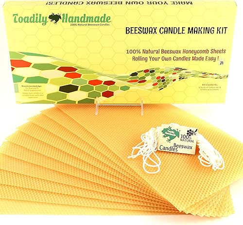 Haz tu propio kit de velas de cera de abejas Incluye 10 hojas de panal de cera de abeja de tamaño completo 100% en oro y aproximadamente 6 yardas