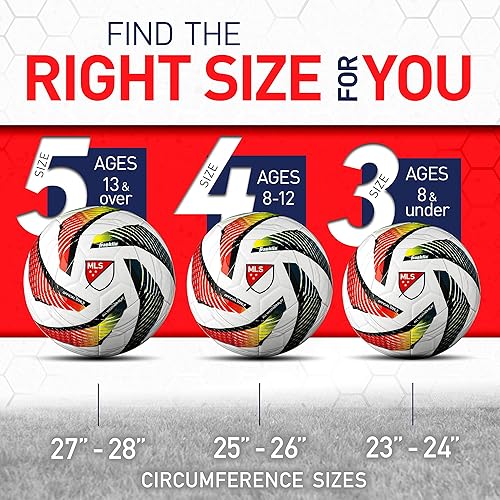 Miniatura 6 de Franklin Sports MLS Tornado Soccer Ball - Soft Cover - Official Size and Weight Soccer Ball - Air Pump Included