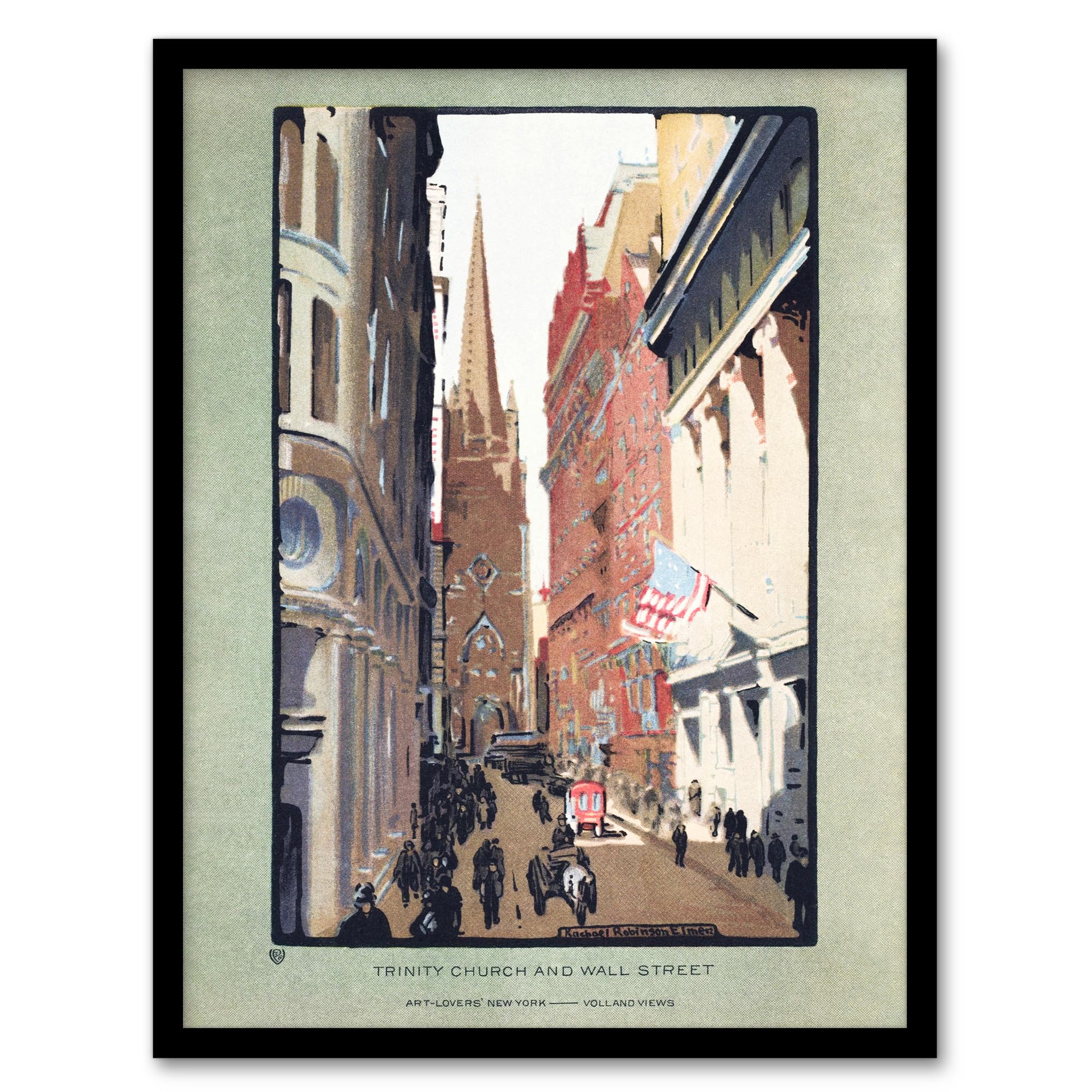Artery8 Framed Wall Art Print - Trinity Church & Wall Street - W12" x H16"