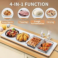 Vista 5 de Bandeja de calentamiento eléctrica (extra larga de 40 x 12 pulgadas), calentadores de alimentos para fiestas, bufé con termostato y calefacción