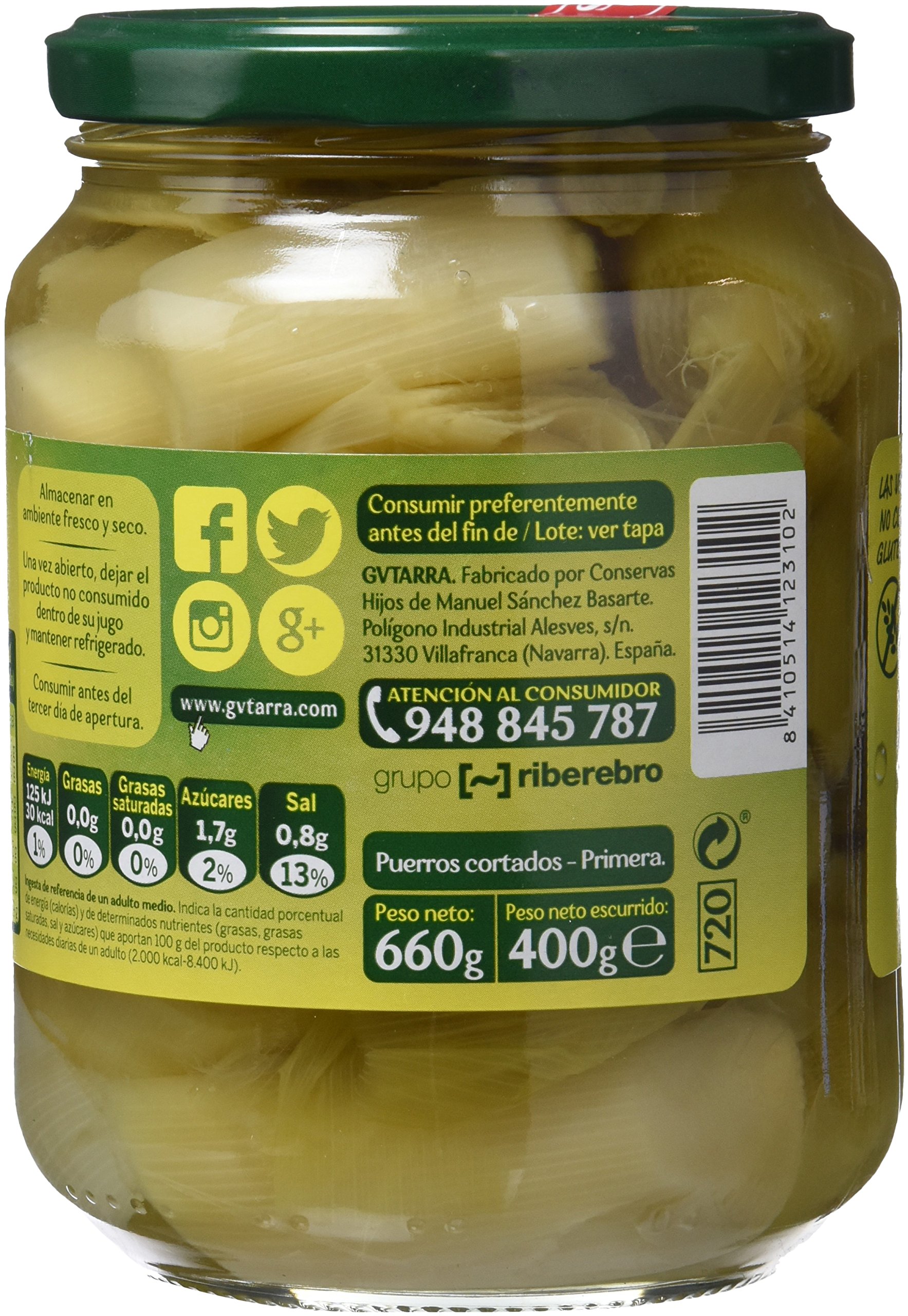 Gvtarra Puerro en Trozos - Paquete de 6 x 400 gr - Total: 2400 gr
