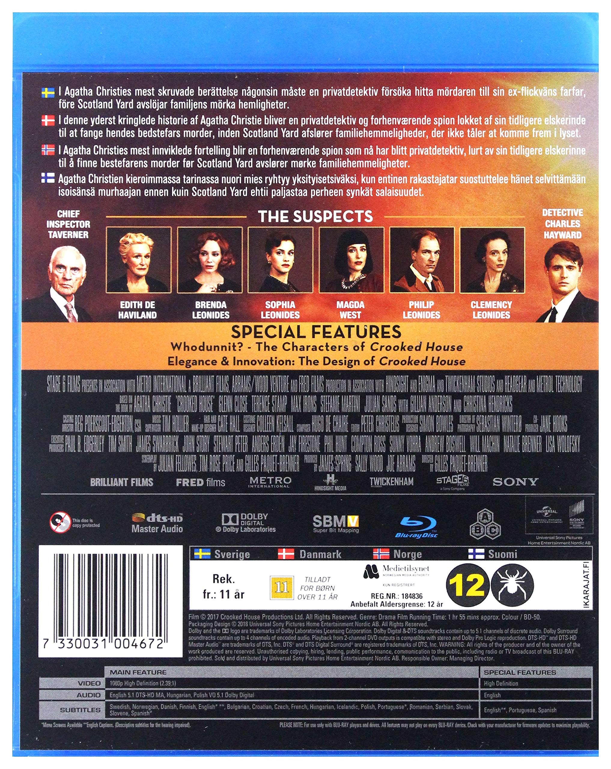 Crooked House (2017) (Agatha Christie) Christina Hendricks, Gillian Anderson, Glenn Close, Terence Stamp [Blu-ray]