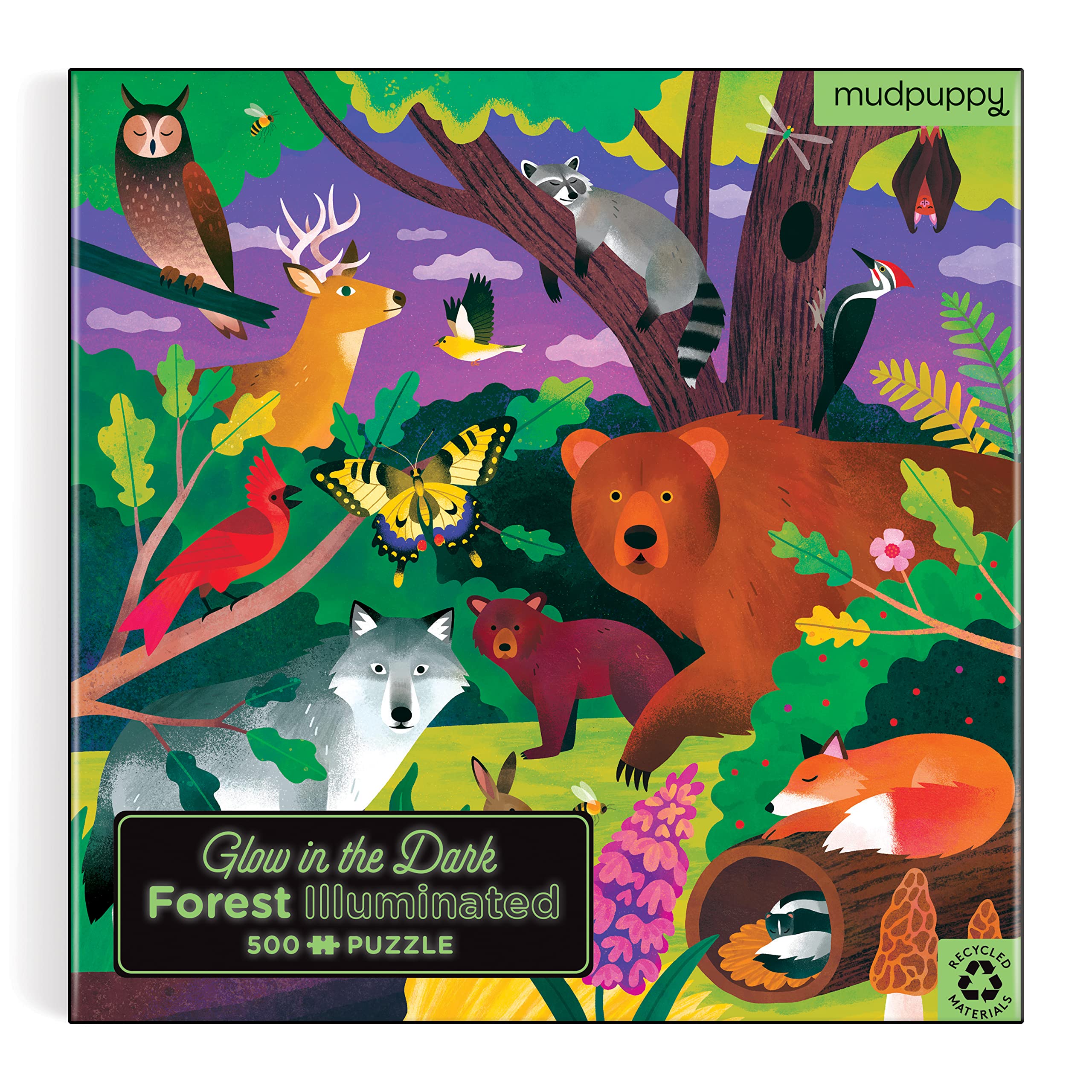 Mudpuppy Forest Illuminated 500 Piece Glow in The Dark Jigsaw Puzzle for Kids and Families, Family Puzzle with Glow in The Dark Forest Theme - Image 6