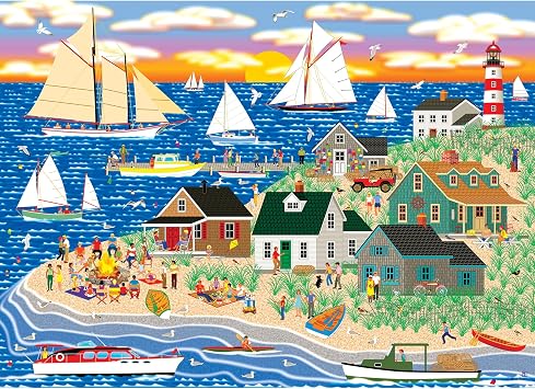 RoseArt - Home Country - Beach Bonfire Gathering - 1000 Piece Jigsaw Puzzle for Adults