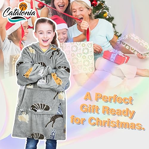 Miniatura 46 de Catalonia Rainbow Cat Oversized Blanket Hoodie Sweatshirt for Kids, Wearable Fleece Pullover with Large Front Pocket, Teen Boys Girls Gift