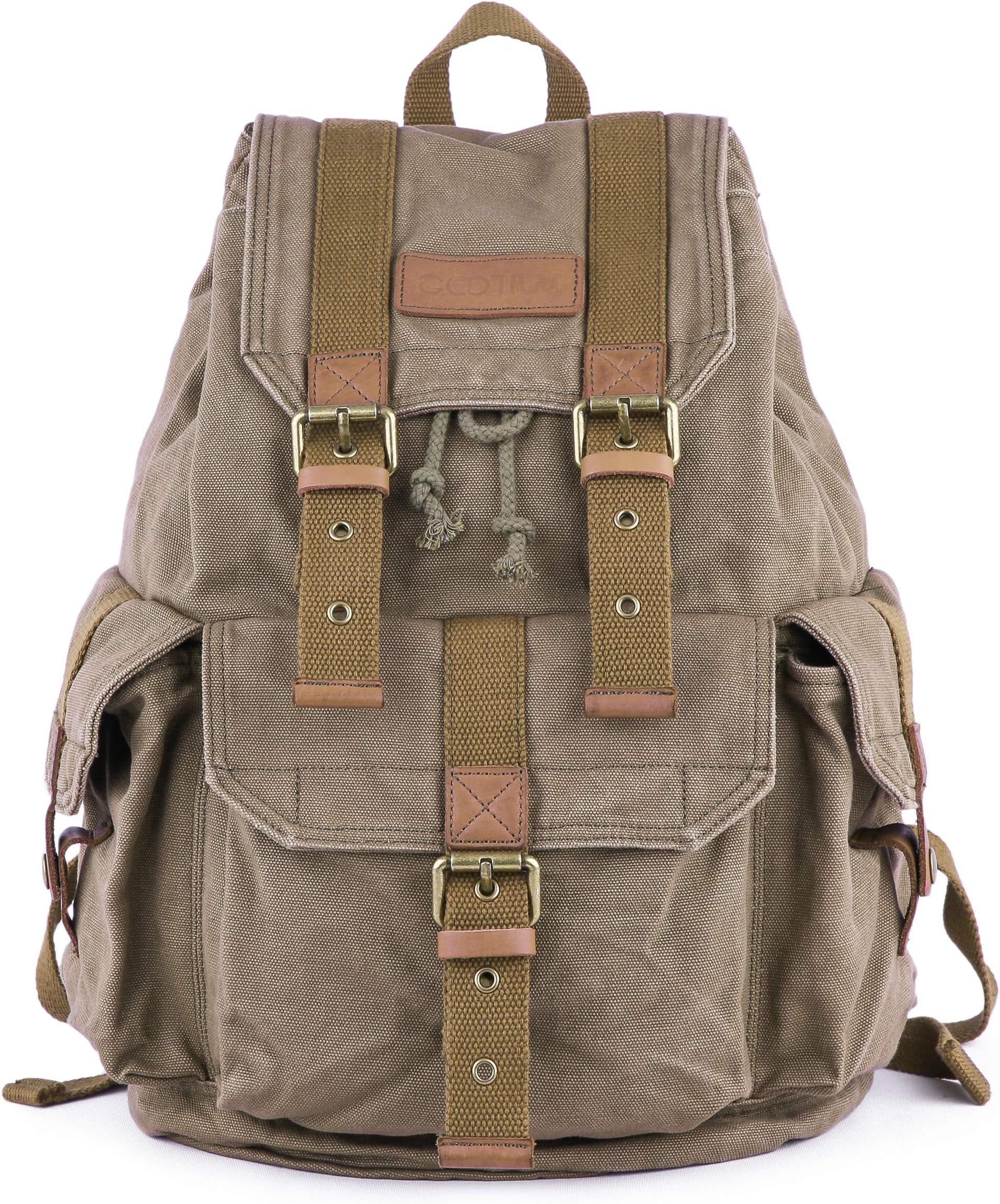 GOOTIUM 21101AMG-S Specially High Density Thick Canvas Backpack Rucksack, Field Tan, Small