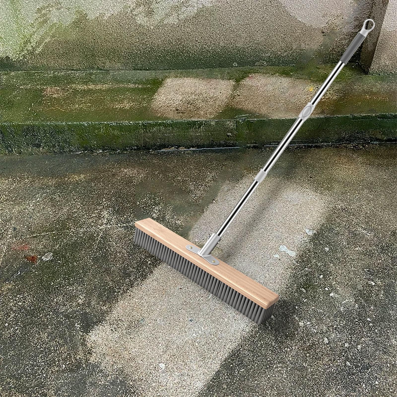 Generic Spazzola per Pavimenti con Manico Lungo in Filo di Acciaio Inossidabile, Scopa per Terrazze con Asta Telescopica per Rimuovere Macchie Difficili, 50 Cm