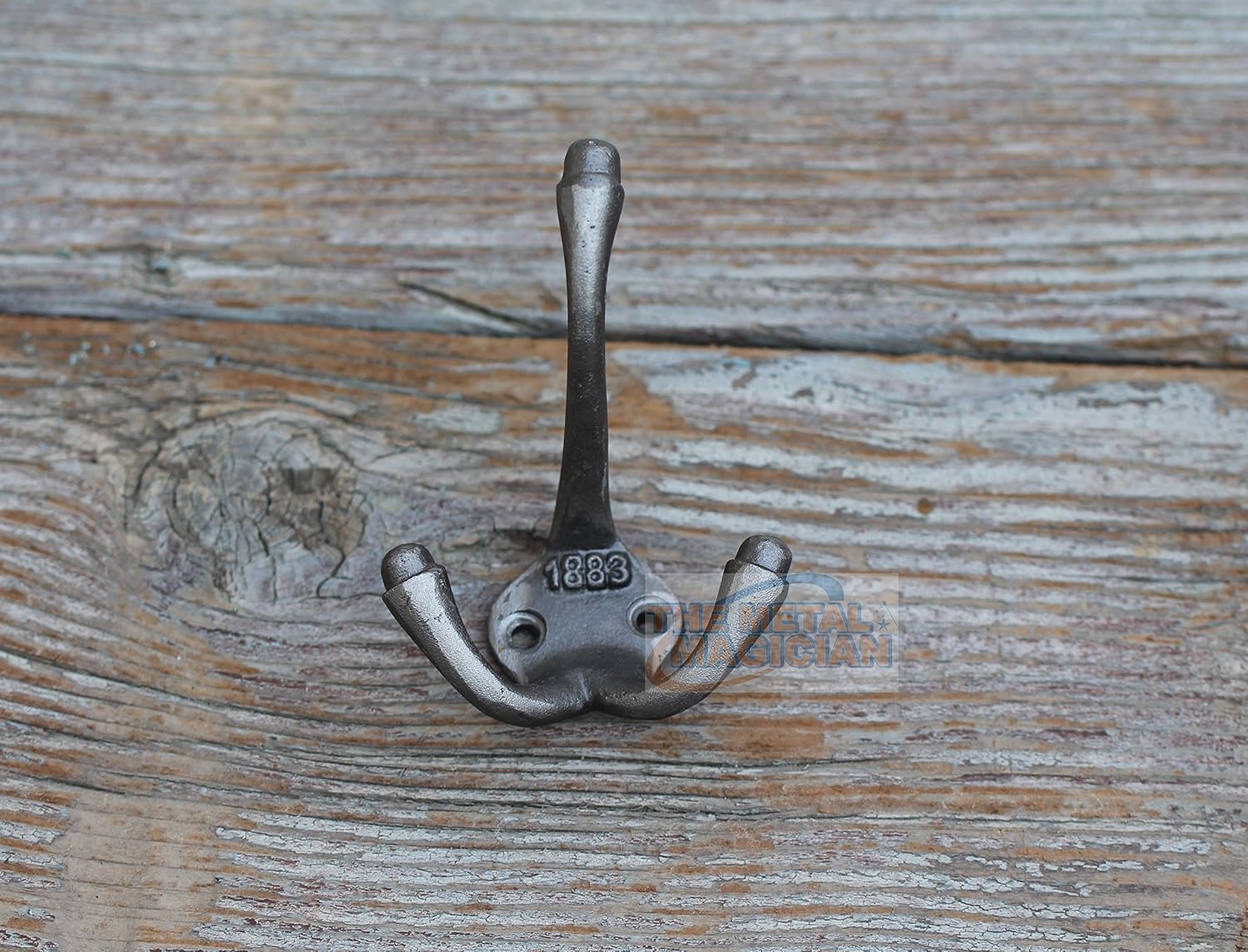 The Metal Magician 5 X Cast Iron 1883 Triple Hook Cast Iron Hat & Coat Hooks Self Coloured New - Image 5