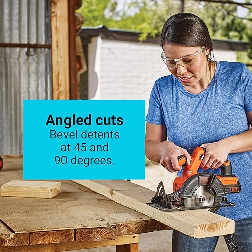 Miniatura 10 de BLACK+DECKER Sierra circular inalámbrica de 20 V MAX de 5-12 pulgadas, herramienta solo con batería de litio y cargador (BDCCS20B y LBXR20CK)