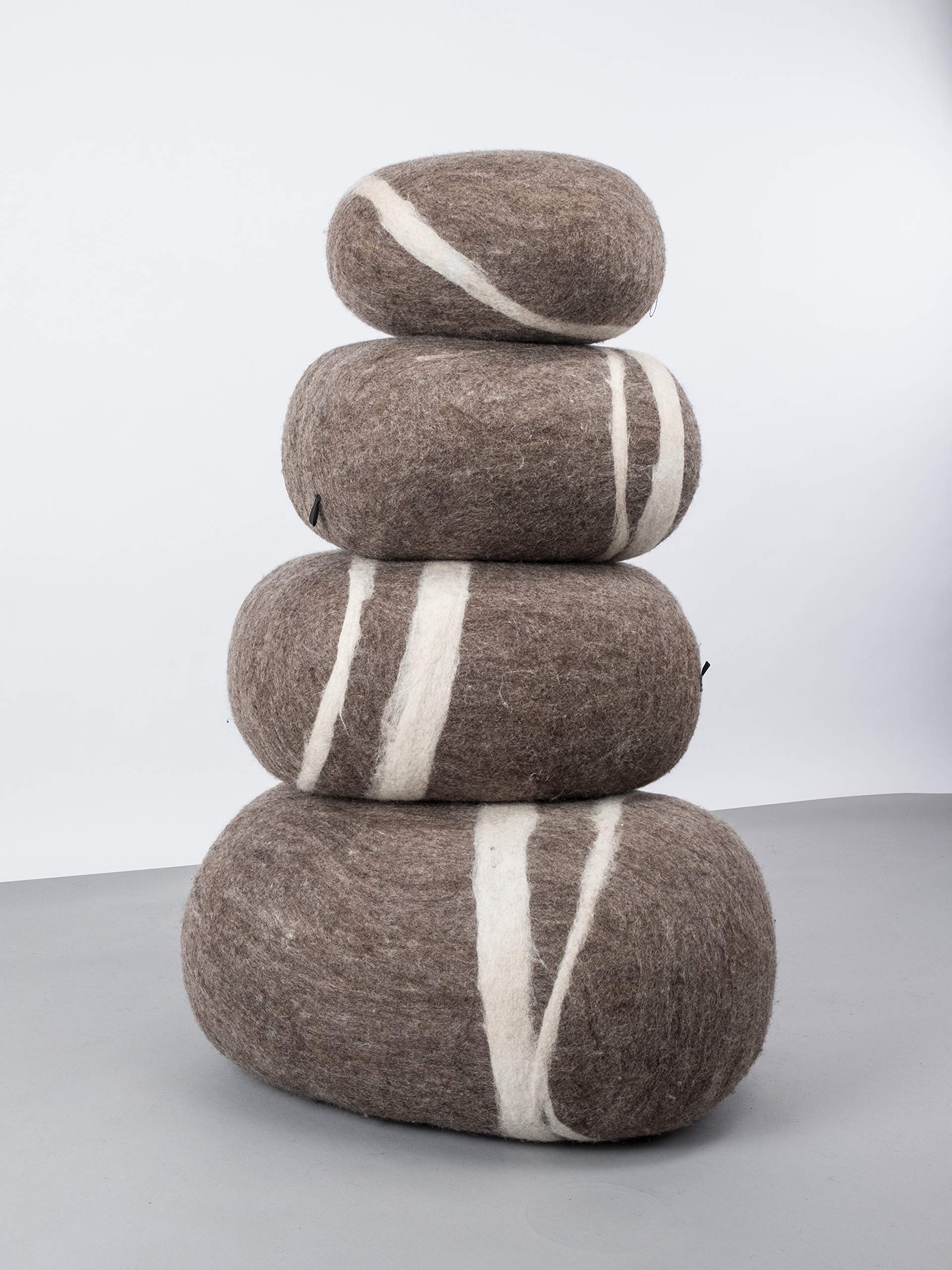 myfelt Alwin - Filz Kieselstein, Meditationskissen, Yogakissen, Dekokissen, Pouf, Hellbraun rund - Größe S