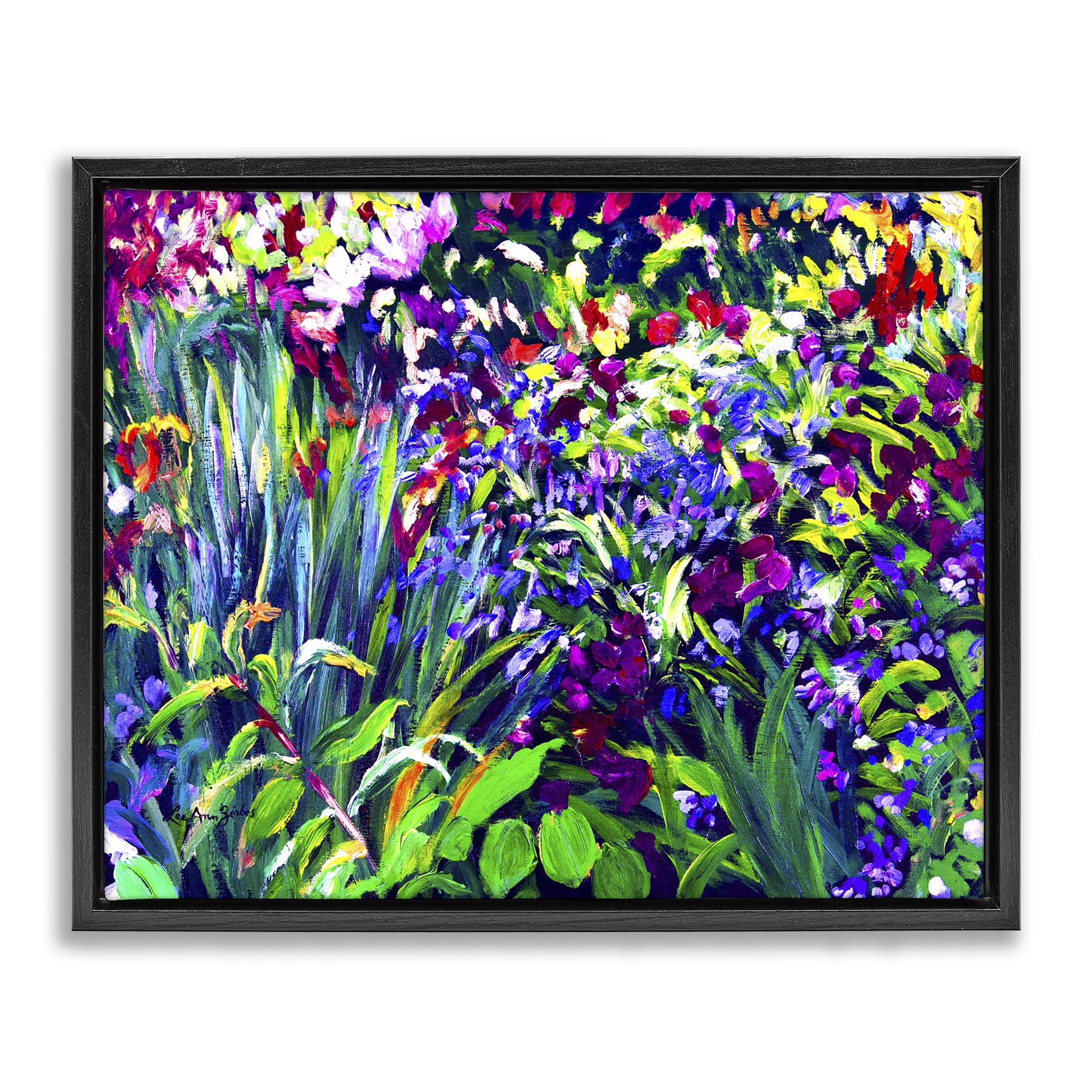 Stupell Industries Jet Black (Matte) 'Vibrant Confetti Garden'| Floating Frame Canvas Art