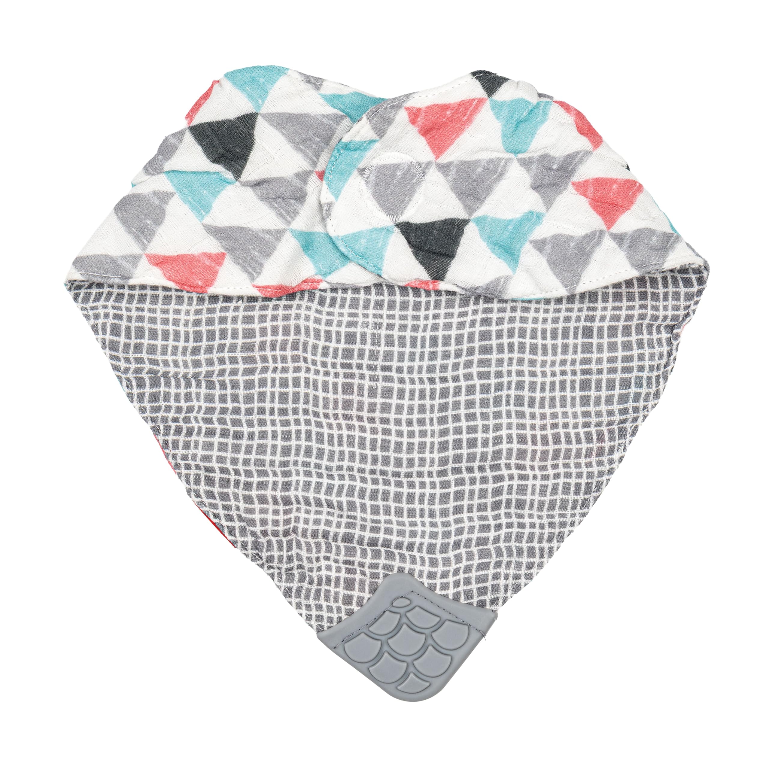 Nuby Babero reversible de muselina de algodón 100% natural, 3 piezas, gris/rojo/azul, flechas/rayas rojas/elefantes