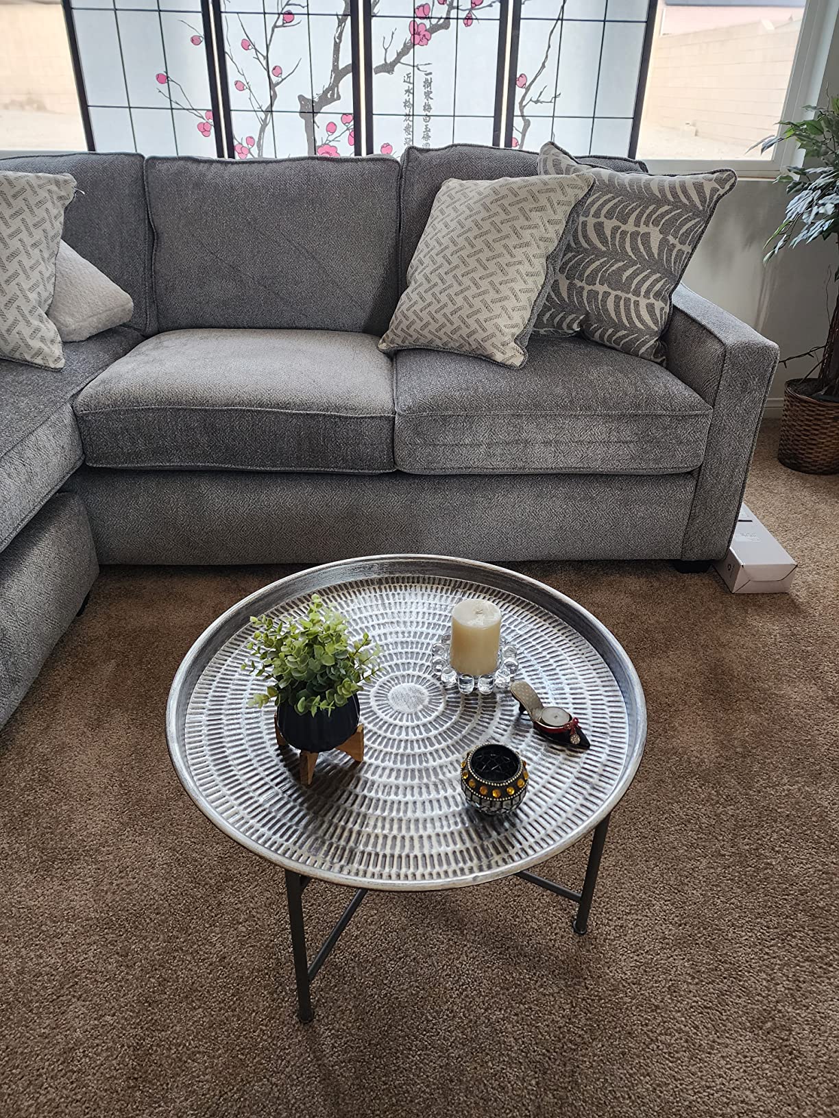 18/mo Finance Yusong Coffee Table BohoChic Hammered Metal Tray