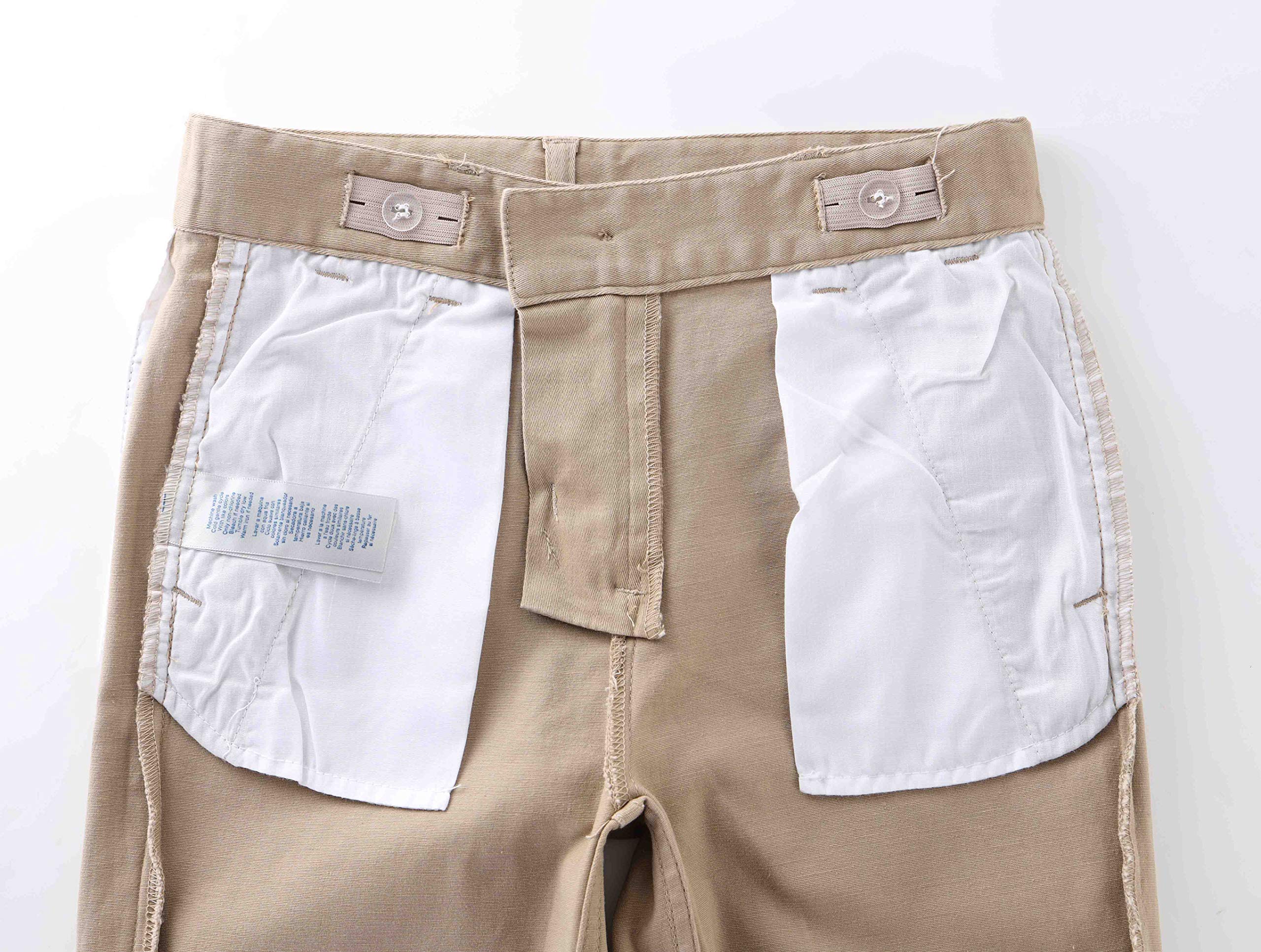 Bienzoe Pantalones de uniforme escolar de algodón elástico con cintura ajustable para niña - beige - 6X