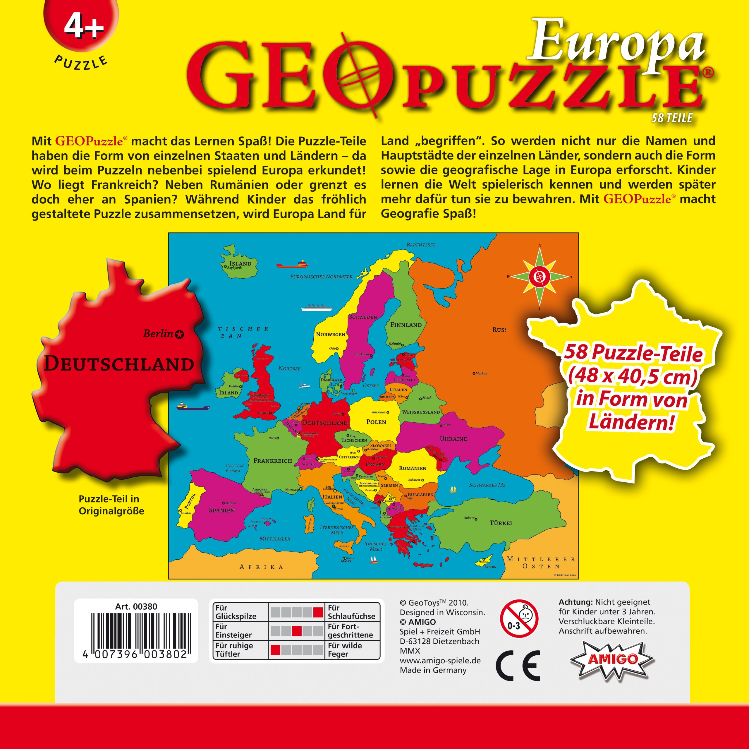 Puzzle harta Europei natur in limba engleza