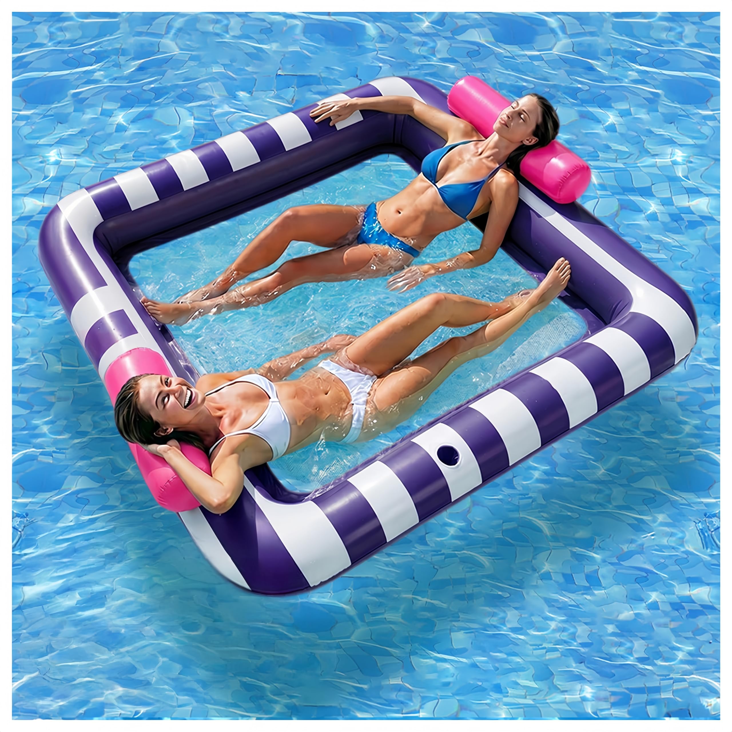 Matelas Gonflable Piscine, Tanning Pool avec Porte-Gobelet, Matelas de Bronzage pour Adultes pour Jardin, Plage, Piscine 191 * 171cm