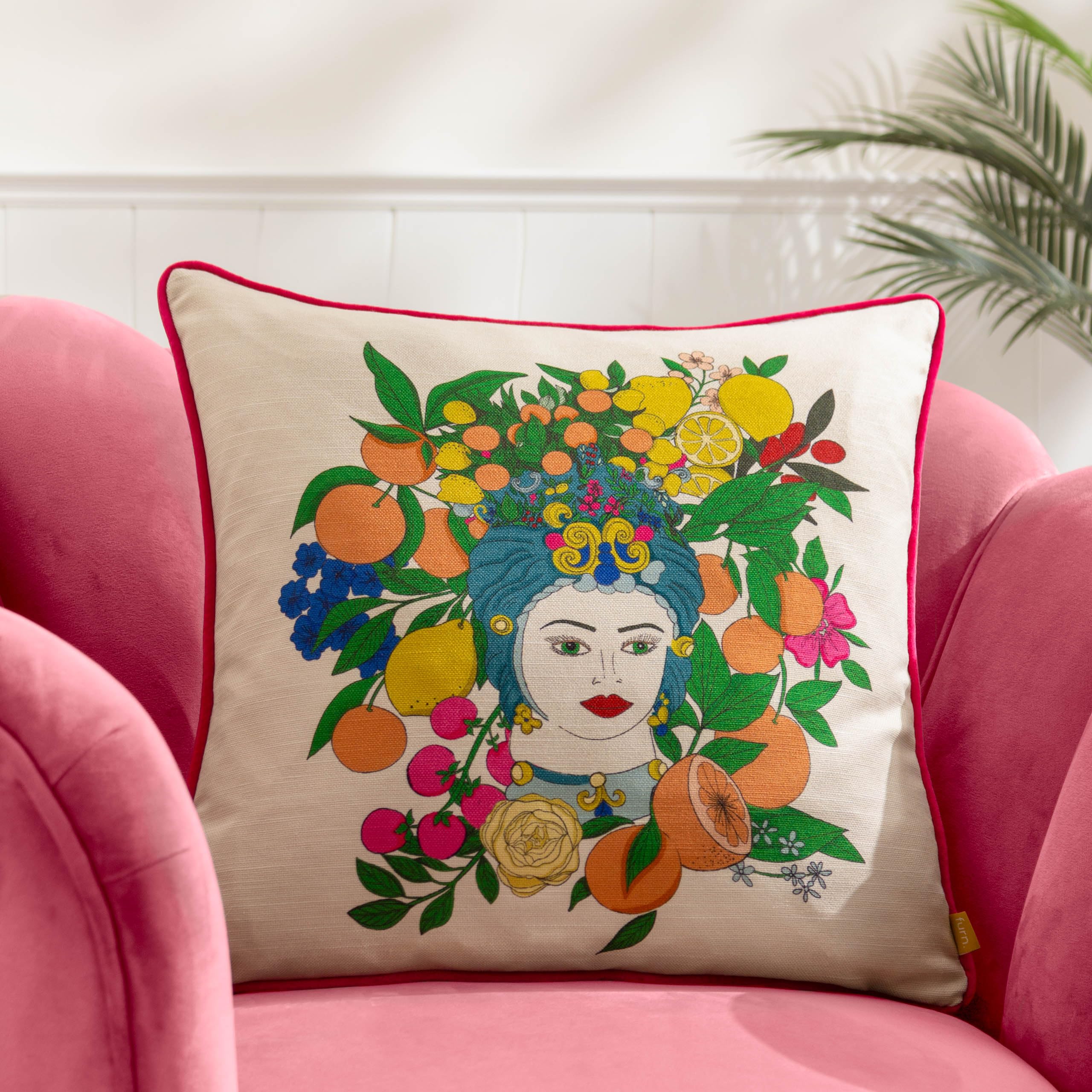 Coussin de plumes furn Taormina haut de gamme avec finition passepoilée