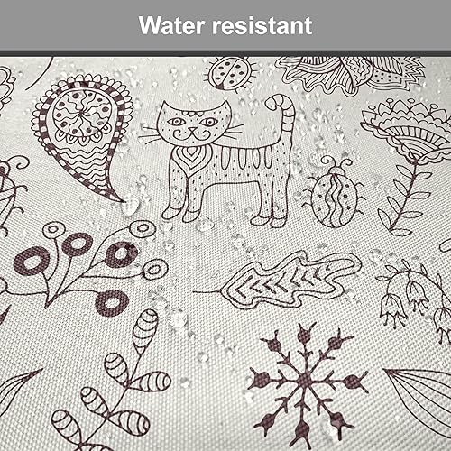 Miniatura 7 de Ambesonne Juego de 2 cojines de asiento para silla de sala de juegos, diseño de búho, gato, pájaro, campanillas, tulipanes, hojas, garabatos, arte