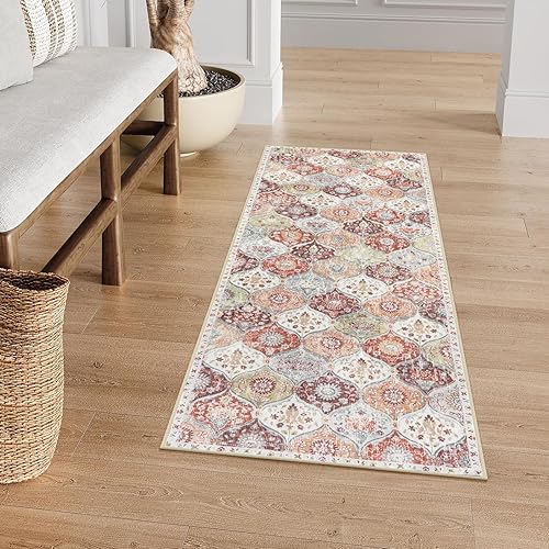 Miniatura 145 de Lahome - Alfombra marroquí antideslizante y lavable, pequeña alfombra oriental para dormitorio, cocina, entrada, baño, entrada, 61 x 91 cm, crema