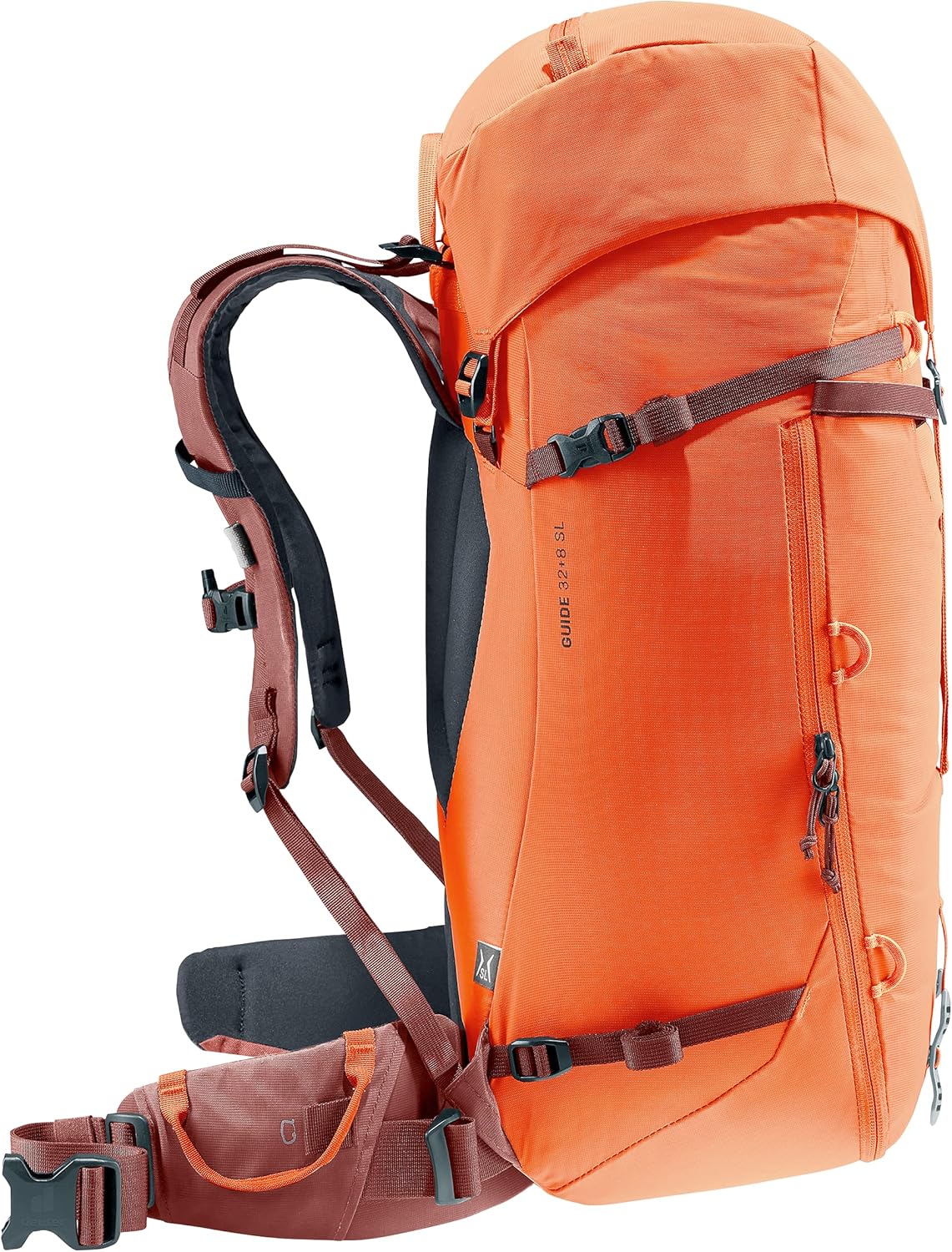 Deuter Guide 34+8L Backpack I Alpine Climbing & Mountaineering Pack - Redwood-Papaya