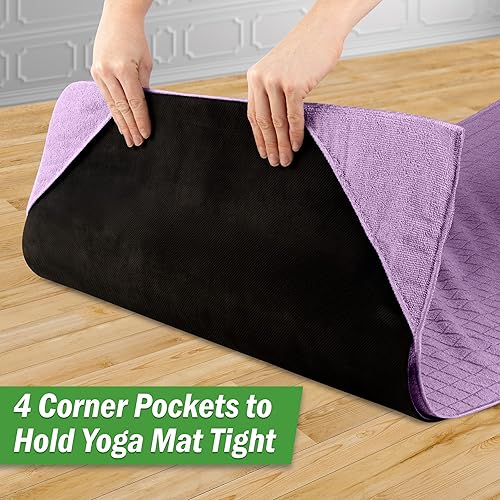Miniatura 4 de Wakeman Juego de toallas para esterilla de yoga y toallas de gimnasio, juego de 2 piezas antideslizantes para yoga caliente, pilates y gimnasio, 72