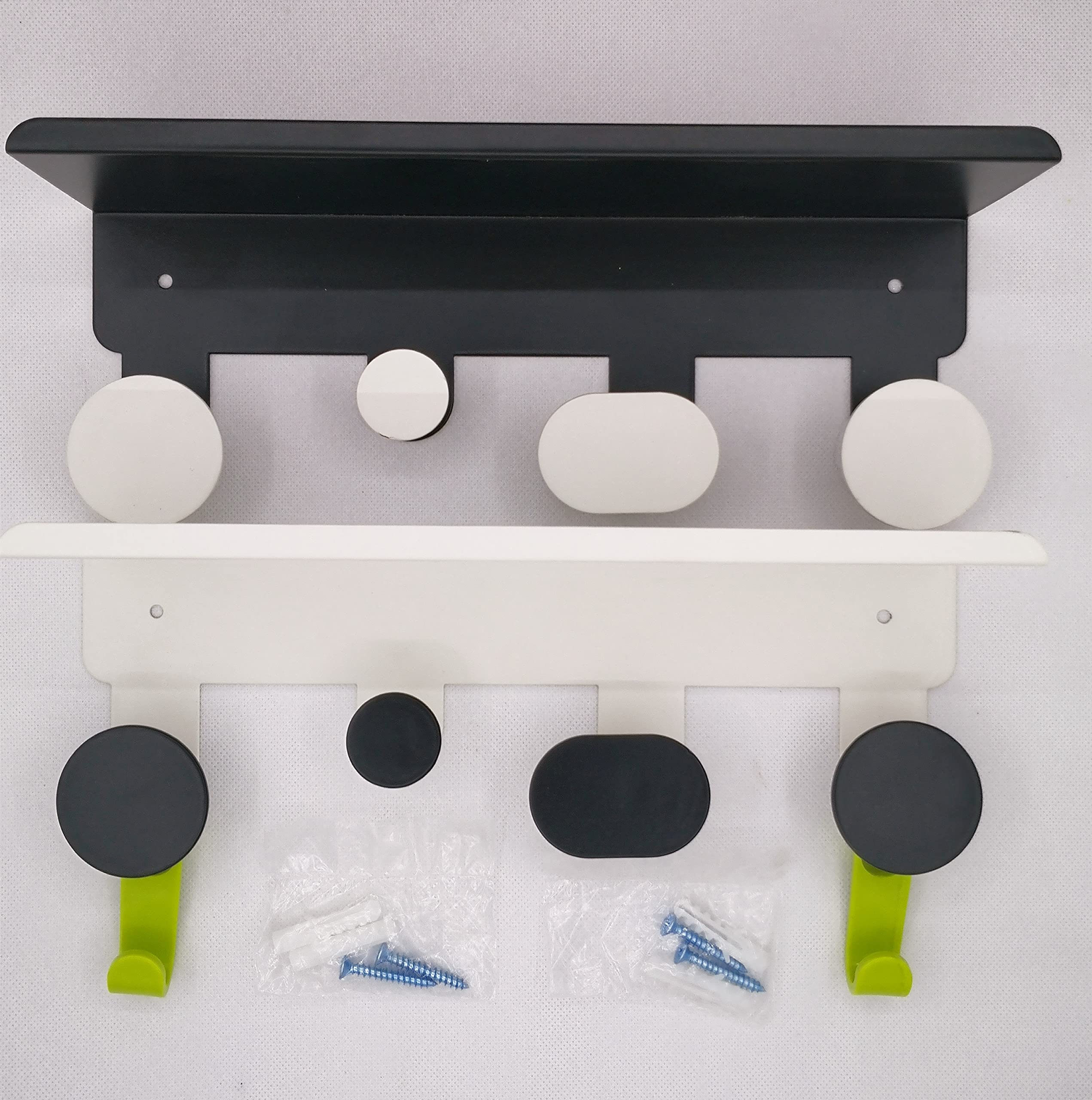 HomePro Direct Metal Coat Hooks with Display& Key Hooks Black and White 2pcs/Set (1Black&1White)