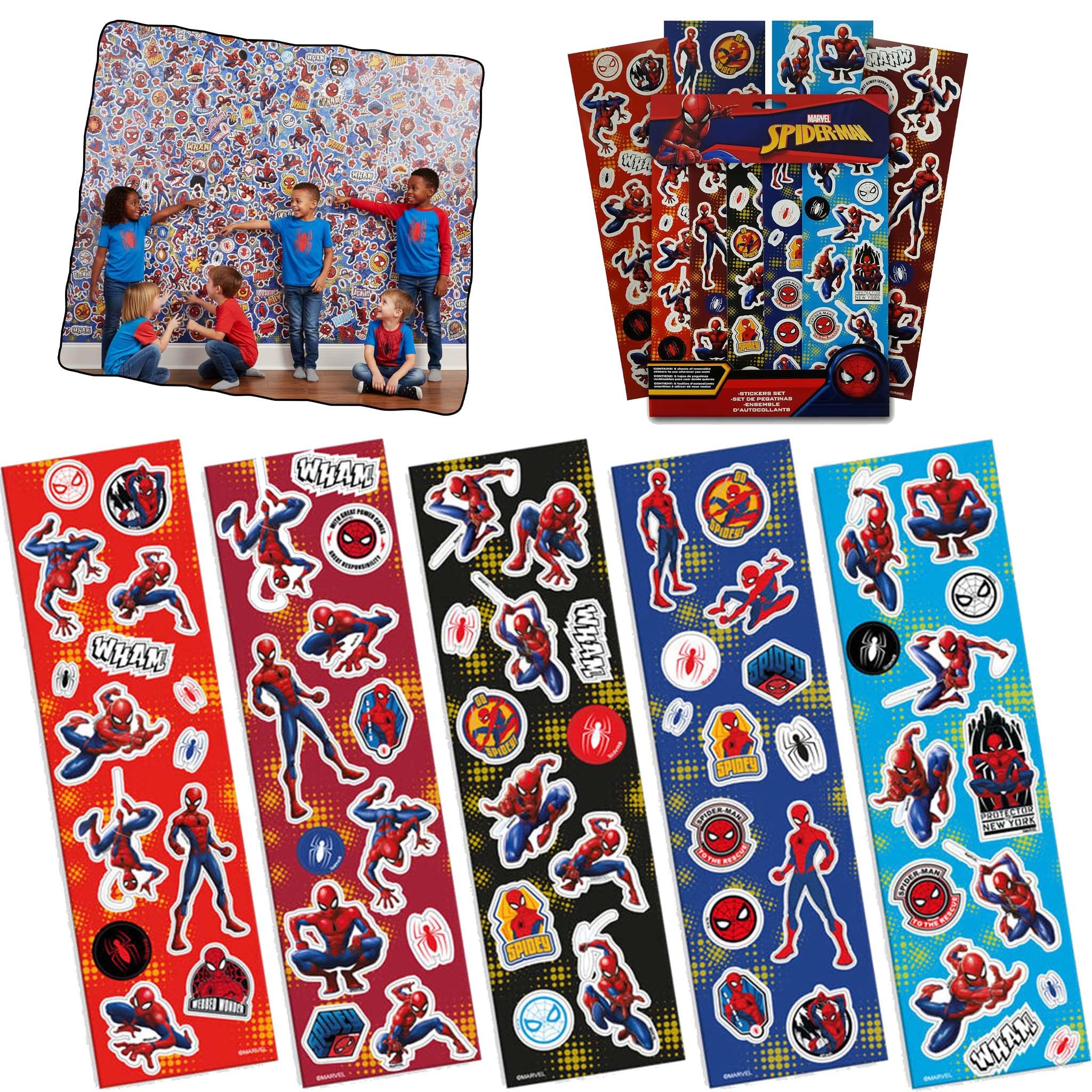 Spiderman Stickers for Kids 65Pcs| Marvel Bed Room Decor for Boys| Peel and Stick Wall Decals for Spider-Man Clings Wall Art Party Decoration 3+Years