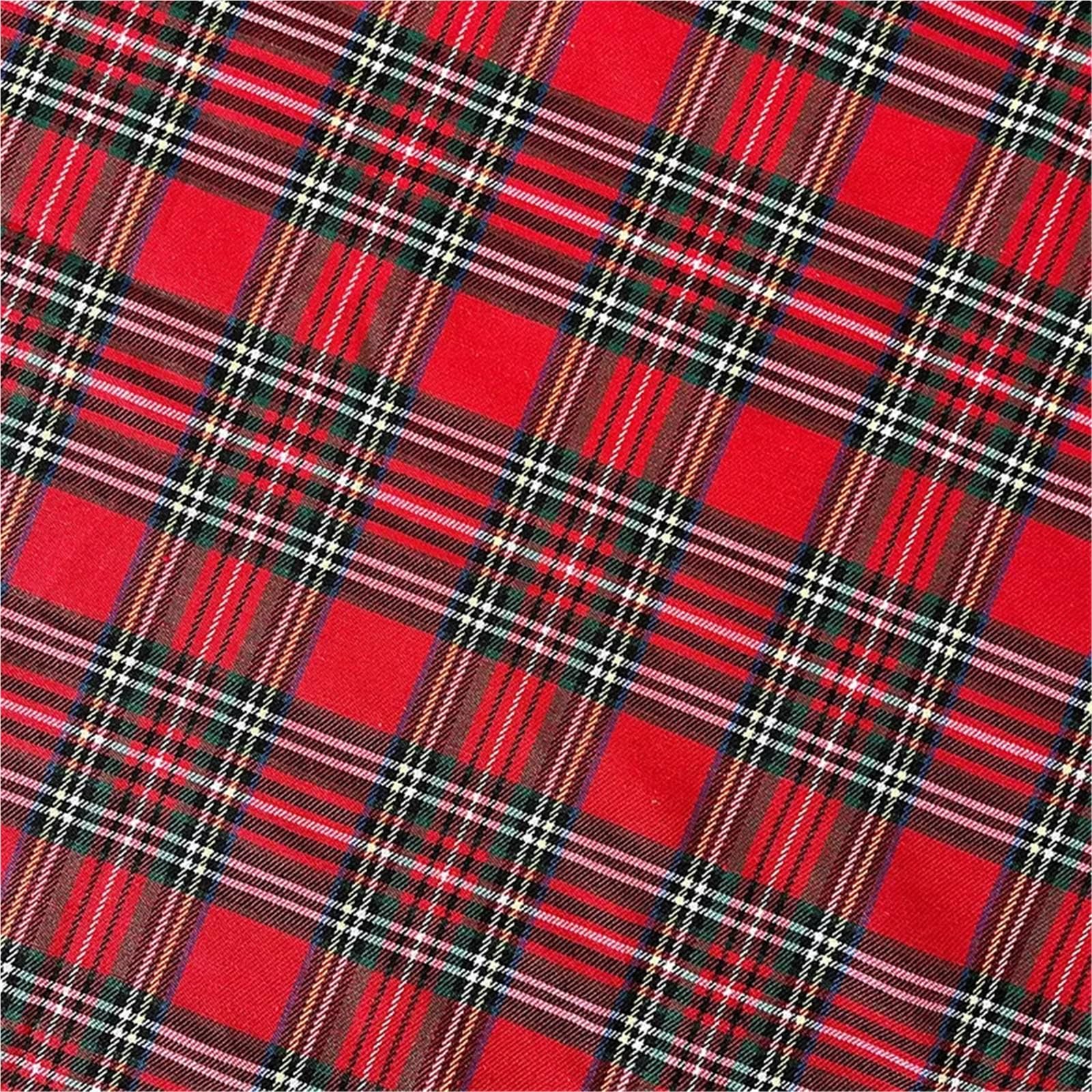 Tovaglia rettangolare a quadretti da 1 pezzo - Tovaglie natalizie a quadri in cotone e lino a di bufalo rosso, fattoria invernale(132x300.0cm)