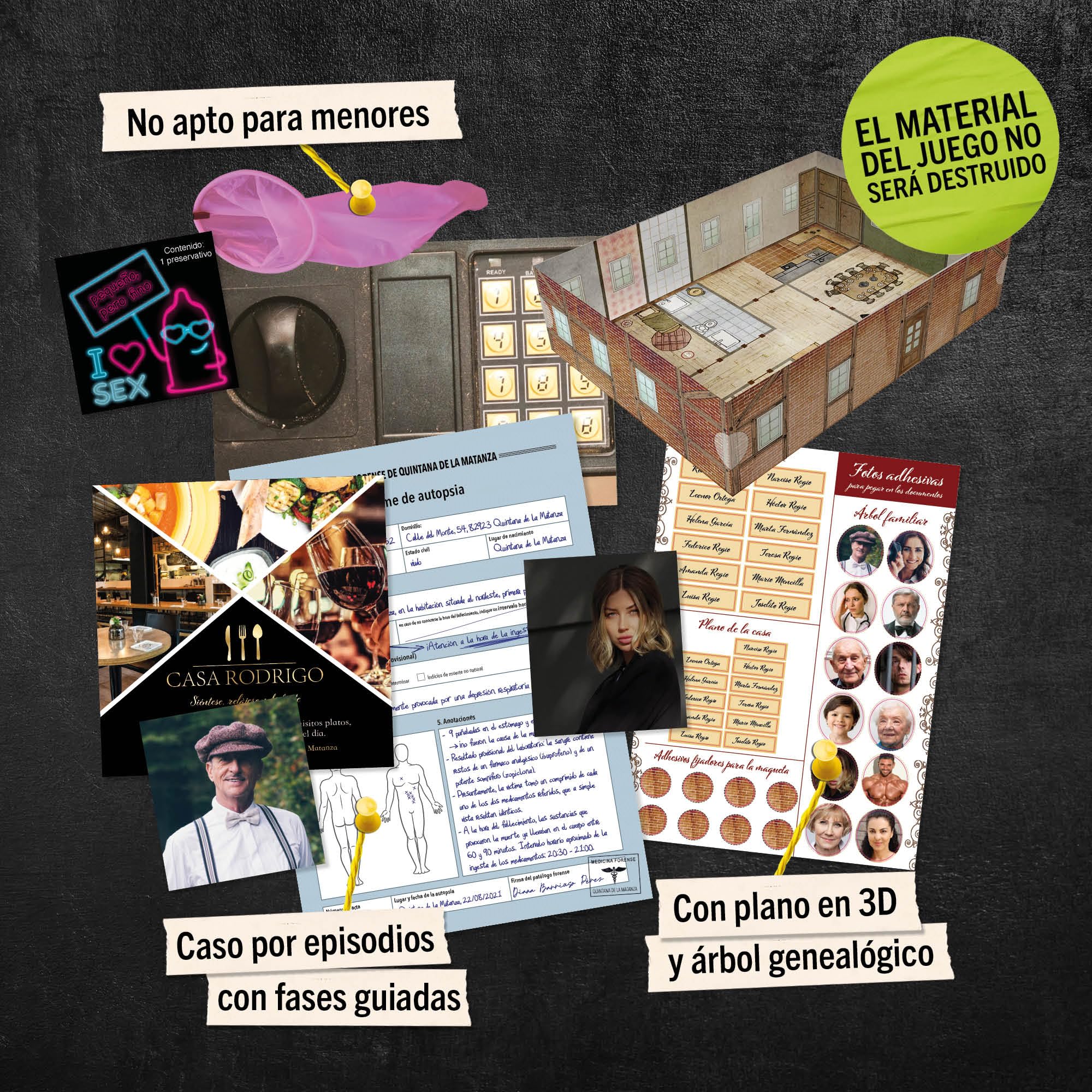 Hidden Games Escena del Crimen: Crimen en la Familia Regio, crimenes imperfectos, Exit Juego de Mesa de Misterio y Detectives cooperativo, 1-6 Jugadores, a Partir de 16 años, en español.