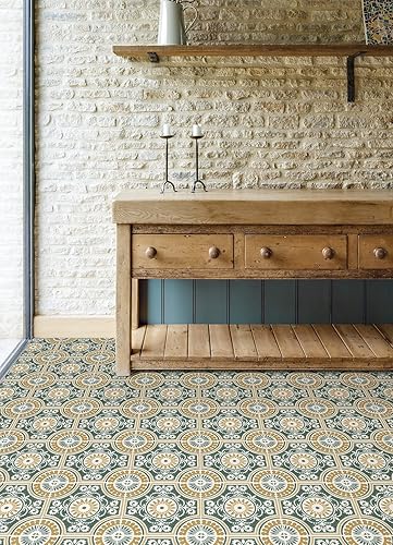 Miniatura 4 de FloorPops Azulejos de vinilo amarillo Ezra de 12 x 12 pulgadas para despegar y pegar (10 azulejos), (10 pies cuadradoscaja)