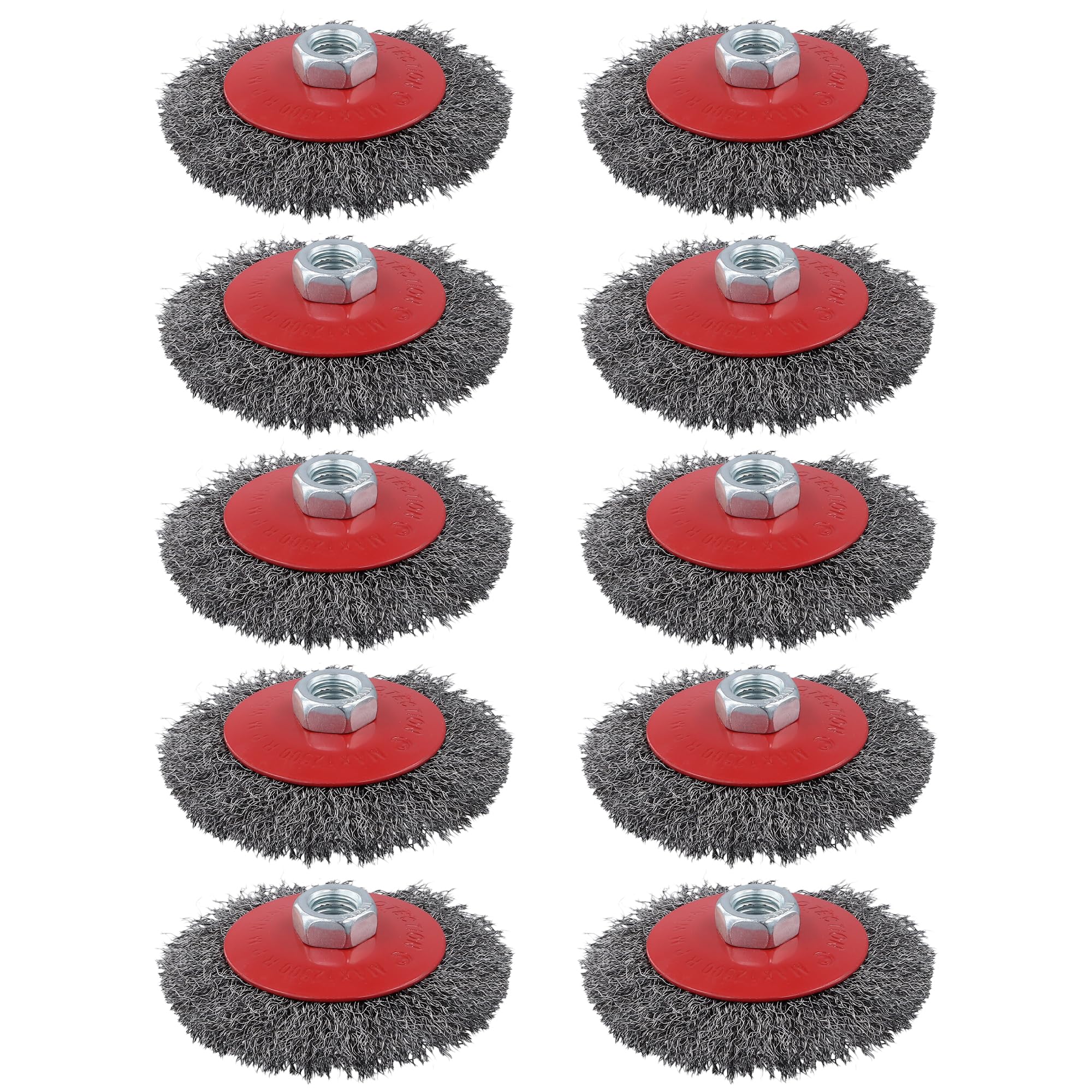 Lot de 10 brosses métalliques pour meuleuse d'angle - Filetage M14 - Roues en fil d'acier robuste pour enlever la rouille, décapage de peinture, nettoyage de soudure, noir et gris