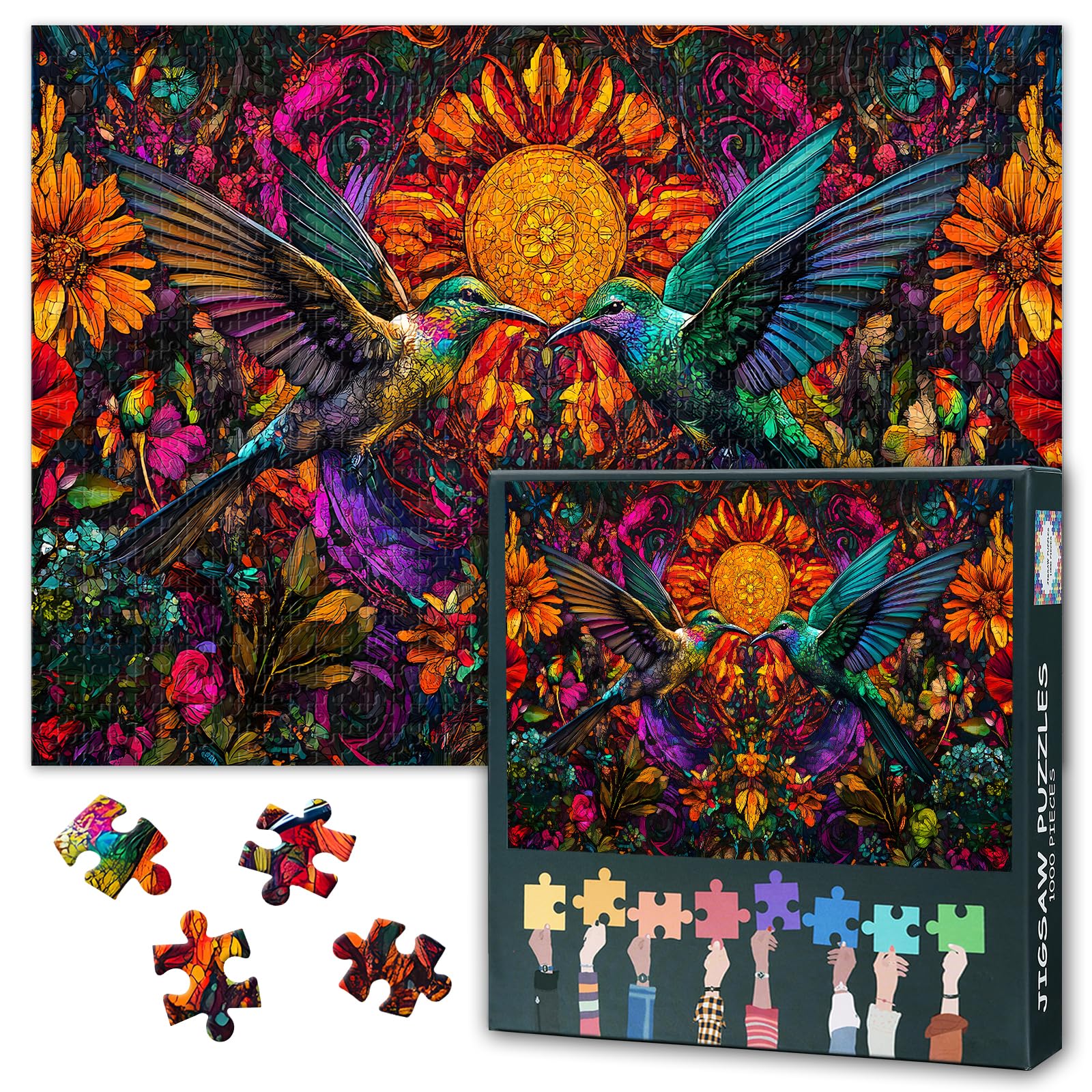 Jigsaw Puzzle 1000 Pieces for Adults Colorful Hummingbird Adult Puzzles, 1000 Piece Puzzles