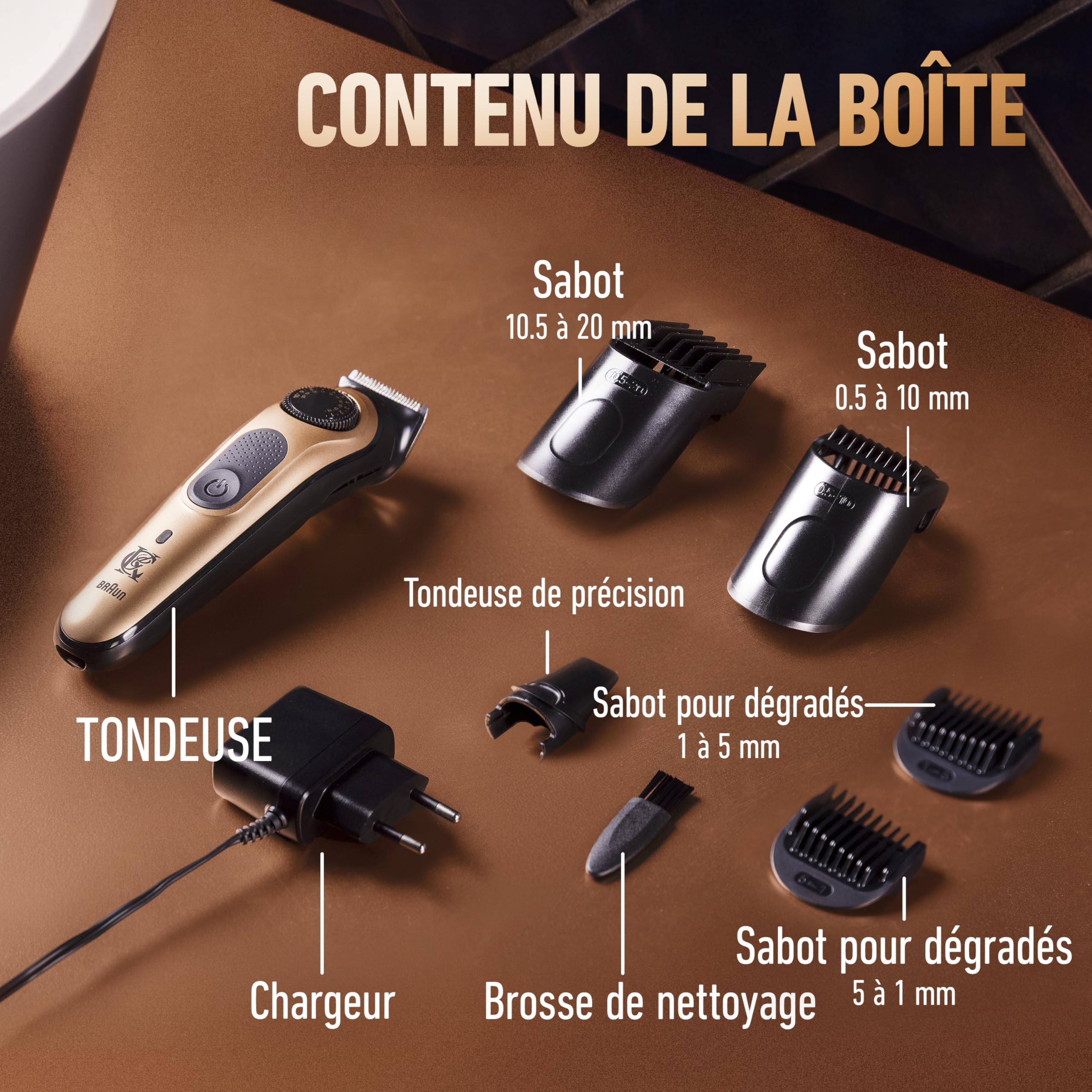 King C. Gillette Tondeuse Barbe Homme Pro, Electrique, Multicolore | Etanche, sans Fil, Lames Affutées et Inusables, 40 Réglages, Coffret avec 4 Sabots Interchangeables