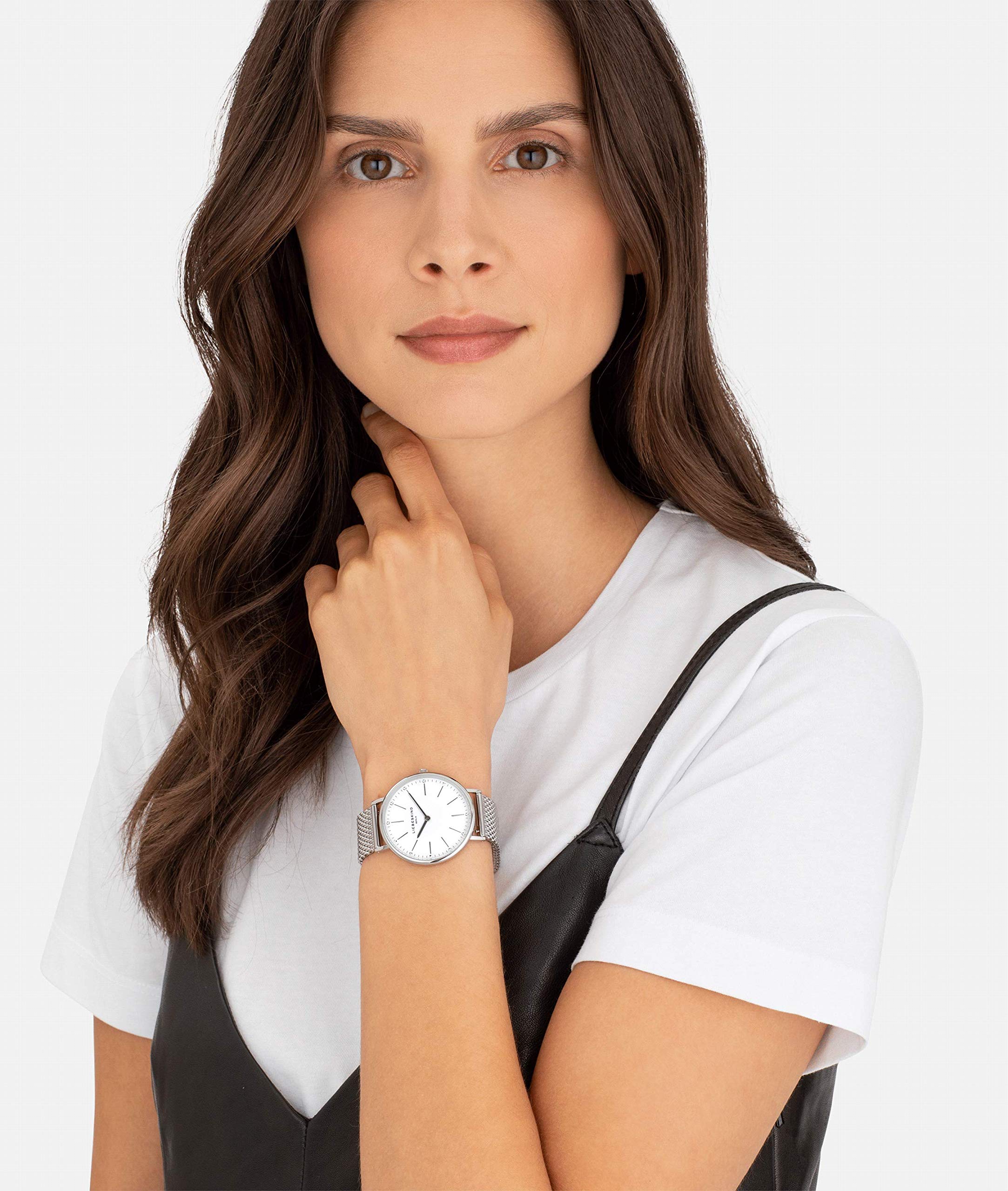 Liebeskind Berlin Damen Armbanduhr mit Zirkonia-Steinen auf dem Zifferblatt – 38 mm rundes Gehäuse – Quarzuhr mit Leder- oder Mesharmband – 5 ATM wasserdicht – Alltagstauglich & stilvoll