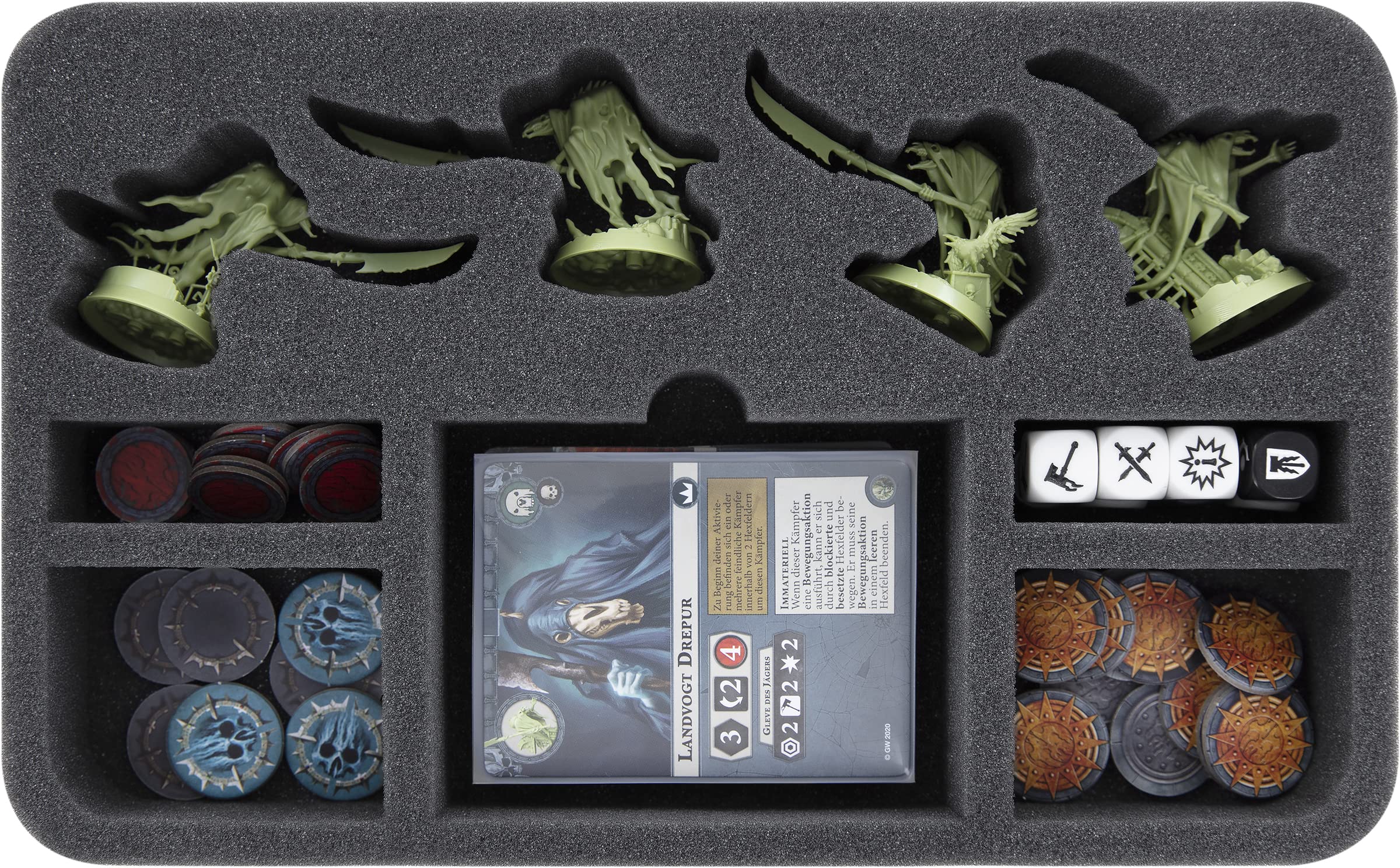 Feldherr Set Di Schiuma Su Misura Per Warhammer Underworlds: Starter Set – Vassoio Con 14 Scomparti Per Miniature, Carte E Dadi, Prodotto In Germania
