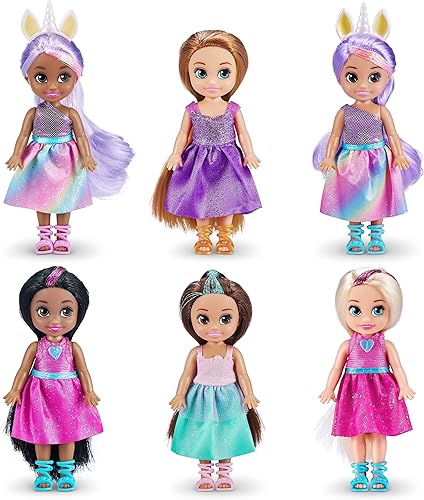Miniatura 3 de Sparkle Girlz ZURU Fashion - Paquete de 6 muñecas de princesa, vestidos extraíbles, regalos para niñas de 4 a 8 años, muñeca de moda articulable,