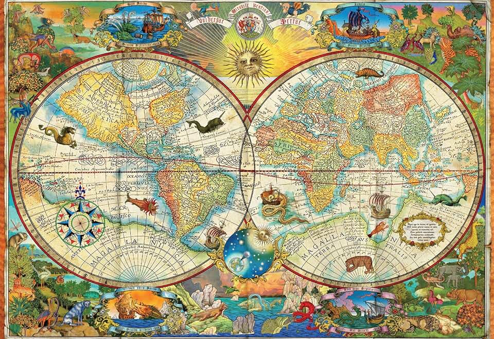 Пазлы старинная карта мира