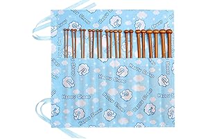 Bamboo Knitting Needles Set for Beginners Kids, Smooth & Lightweight Wood Knitting Needle Case Kits