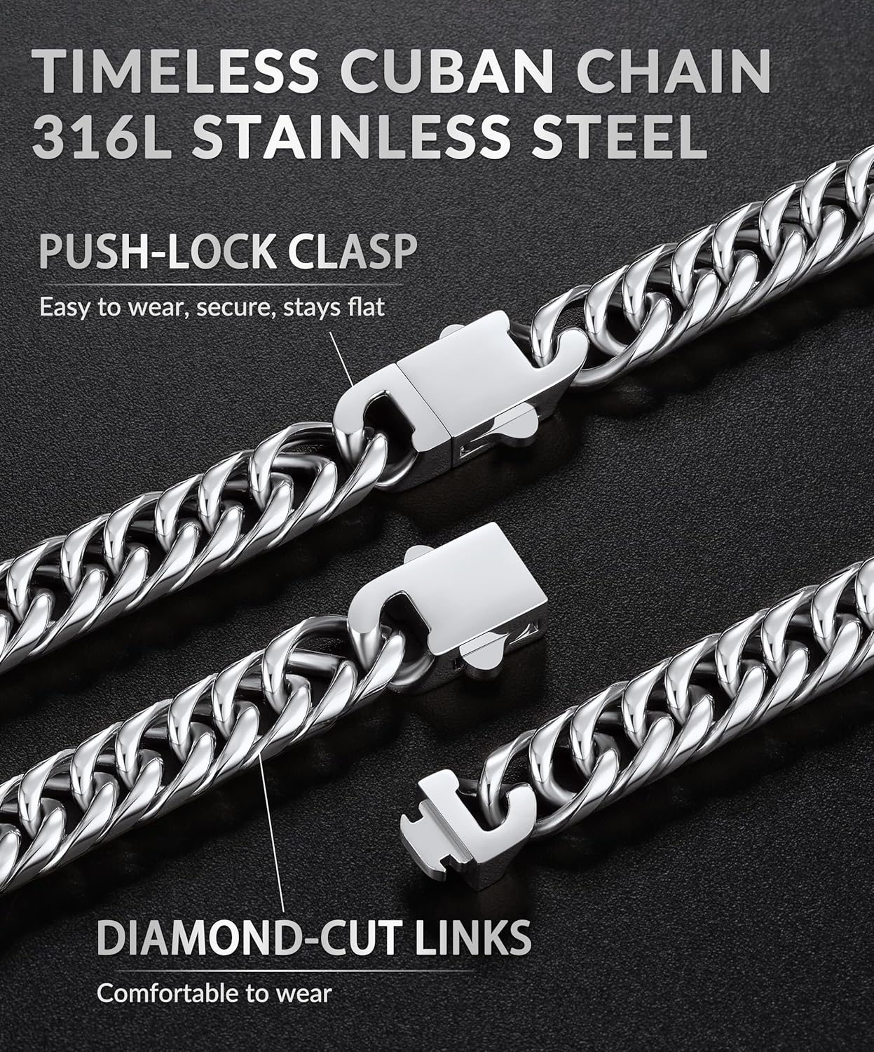 5MM/7MM/9MM Cuban Link Chain for Men Boys with Push-Lock Clasp, Thick 18K Gold Plated Stainless Steel Chains for Men, Cool Mens Necklace Chain 18/20/22/24/26 Inch - Image 2