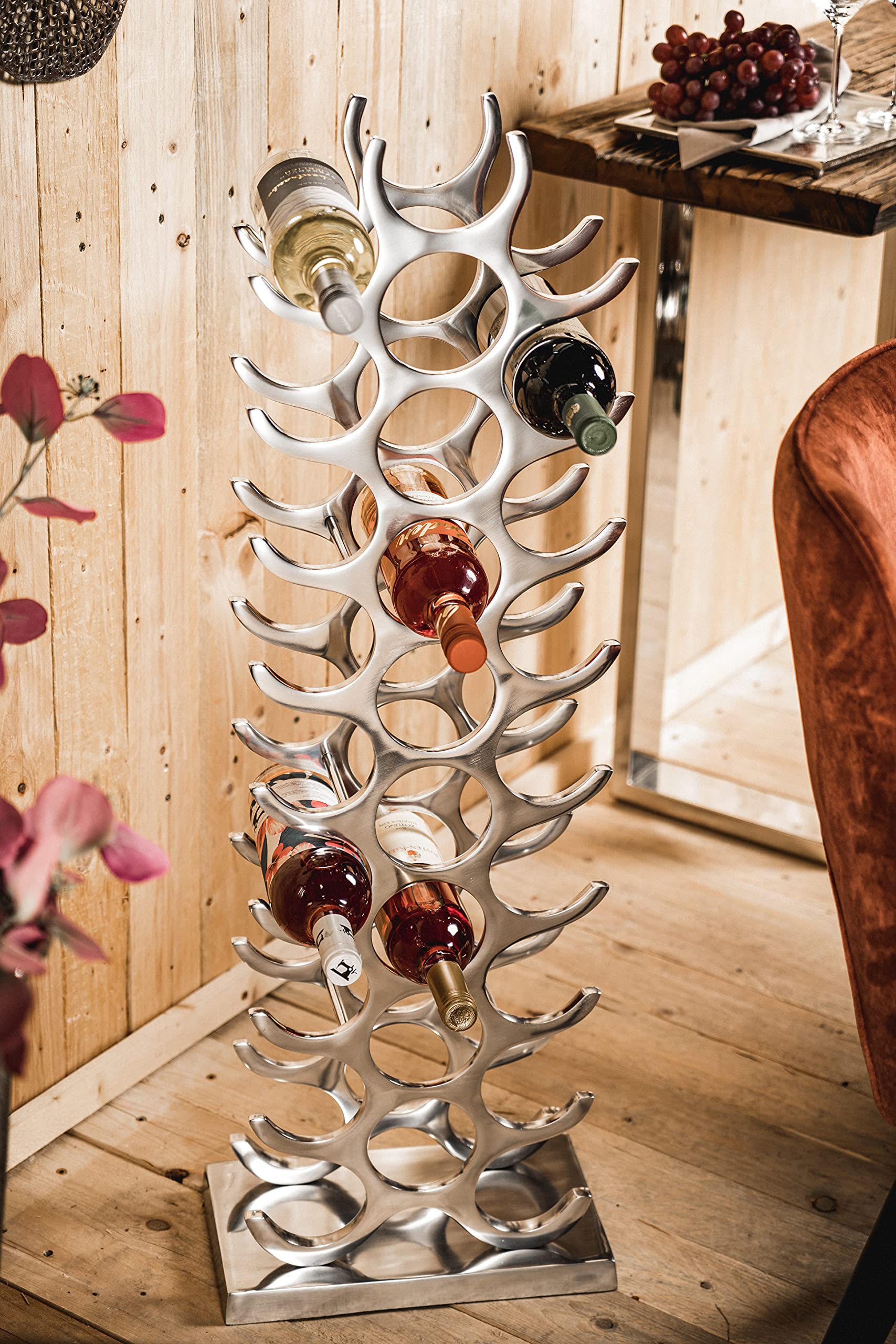 MichaelNoll Wine Rack Bottle Rack Aluminium Silver Luxury Wine