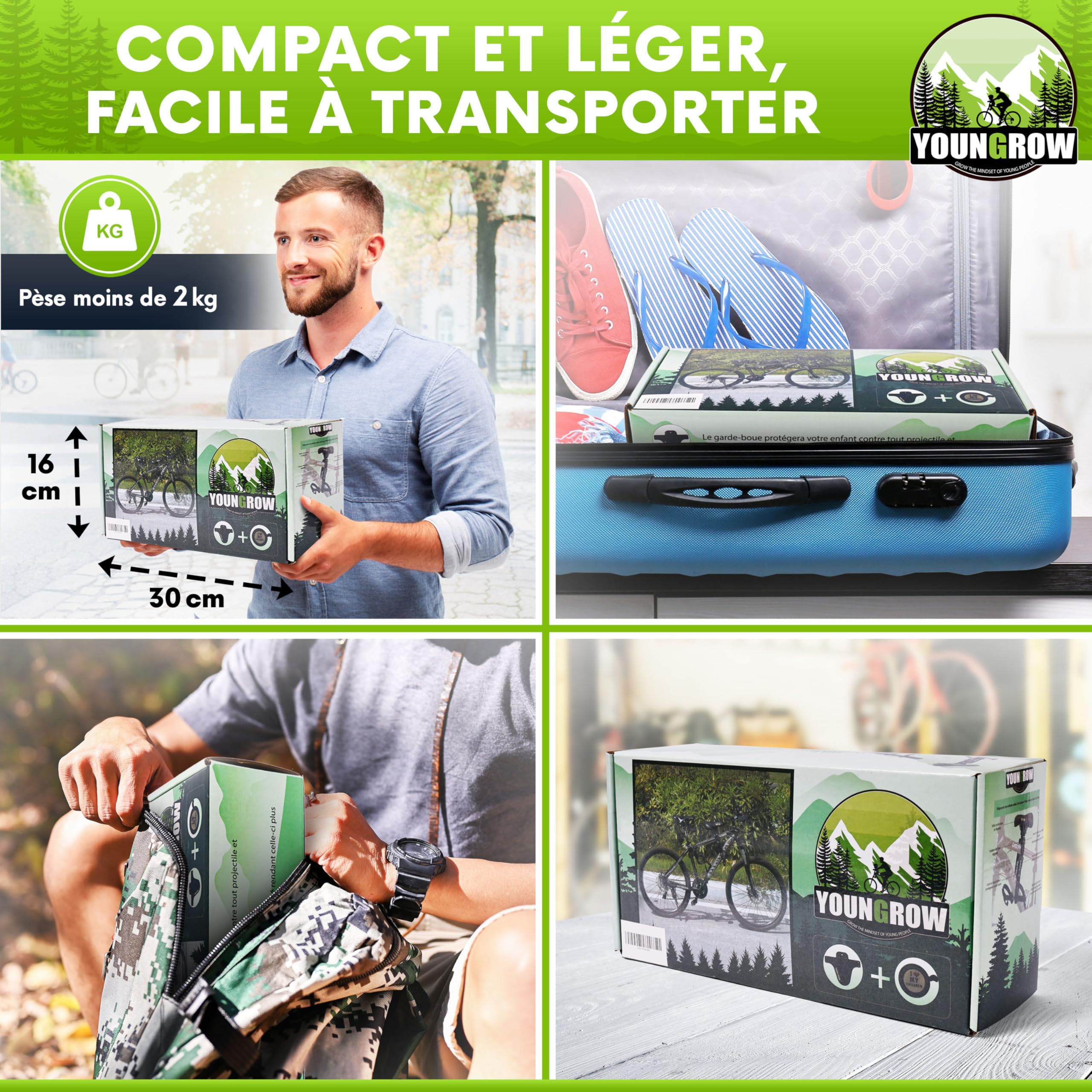 YOUNGROW | Siege Velo Enfant Avant | La Selle Velo Enfant est Compatible avec Les VTT, pour Les Enfants de 2 à 6 Ans pour Un Poids Maximal de 24kg - Siege Enfant Velo Confortable