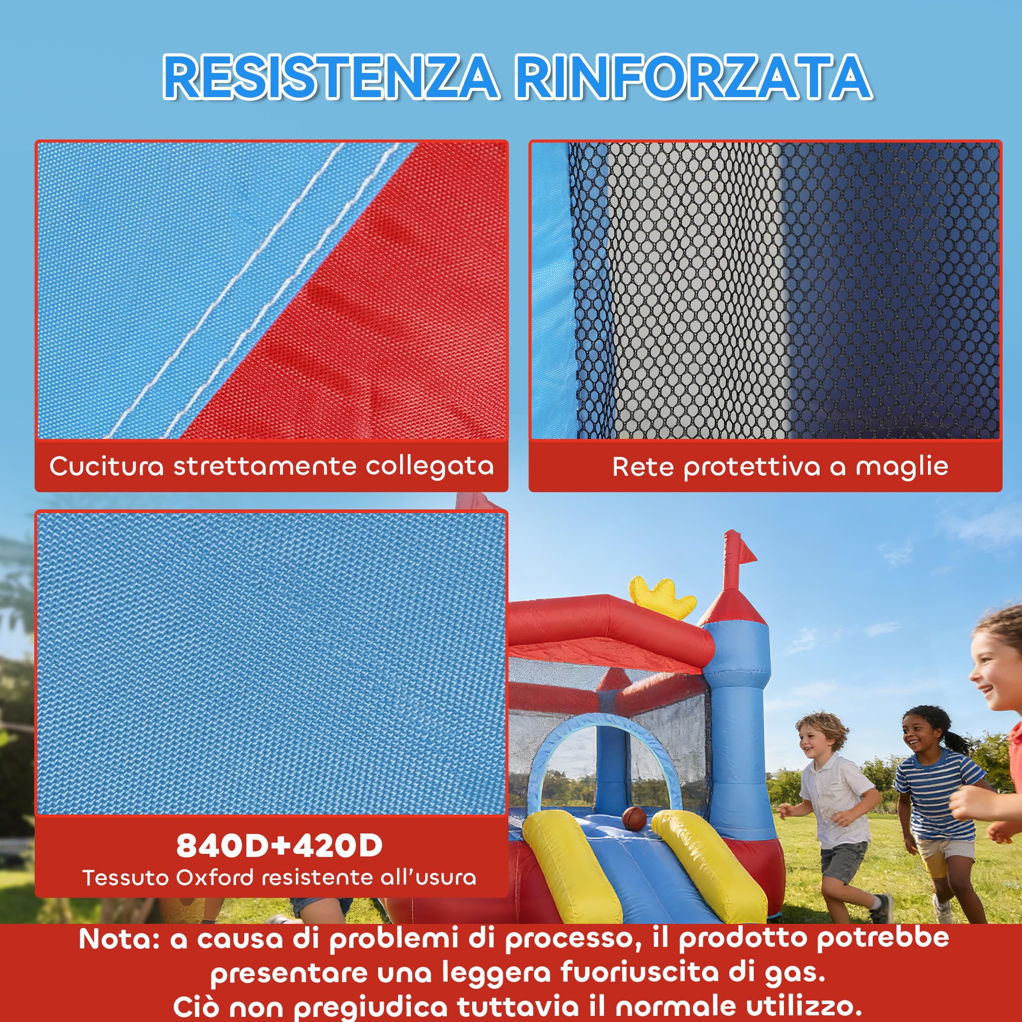 AIYAPLAY Castello Gonfiabile per Bambini 4 in 1, Parco Acquatico con Scivolo, Trampolino, Piscina Palline, Canestro Basket, Soffiatore, Borsa Trasporto, Interni Esterni, 3-8 Anni, 342x255x209 cm