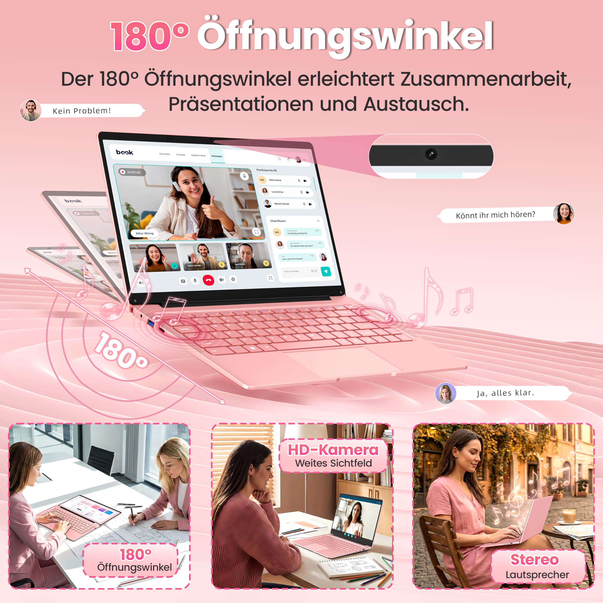 14 Zoll Laptop, 8GB RAM, 128GB SSD, Celeron J4105 bis zu 2,5 GHz | FHD Display, Webcam, WiFi, USB 3.0 x2, Mini-HDMI, ultradünnes Notebook für Anfänger und Studenten, inkl. DE Tastaturabdeckung
