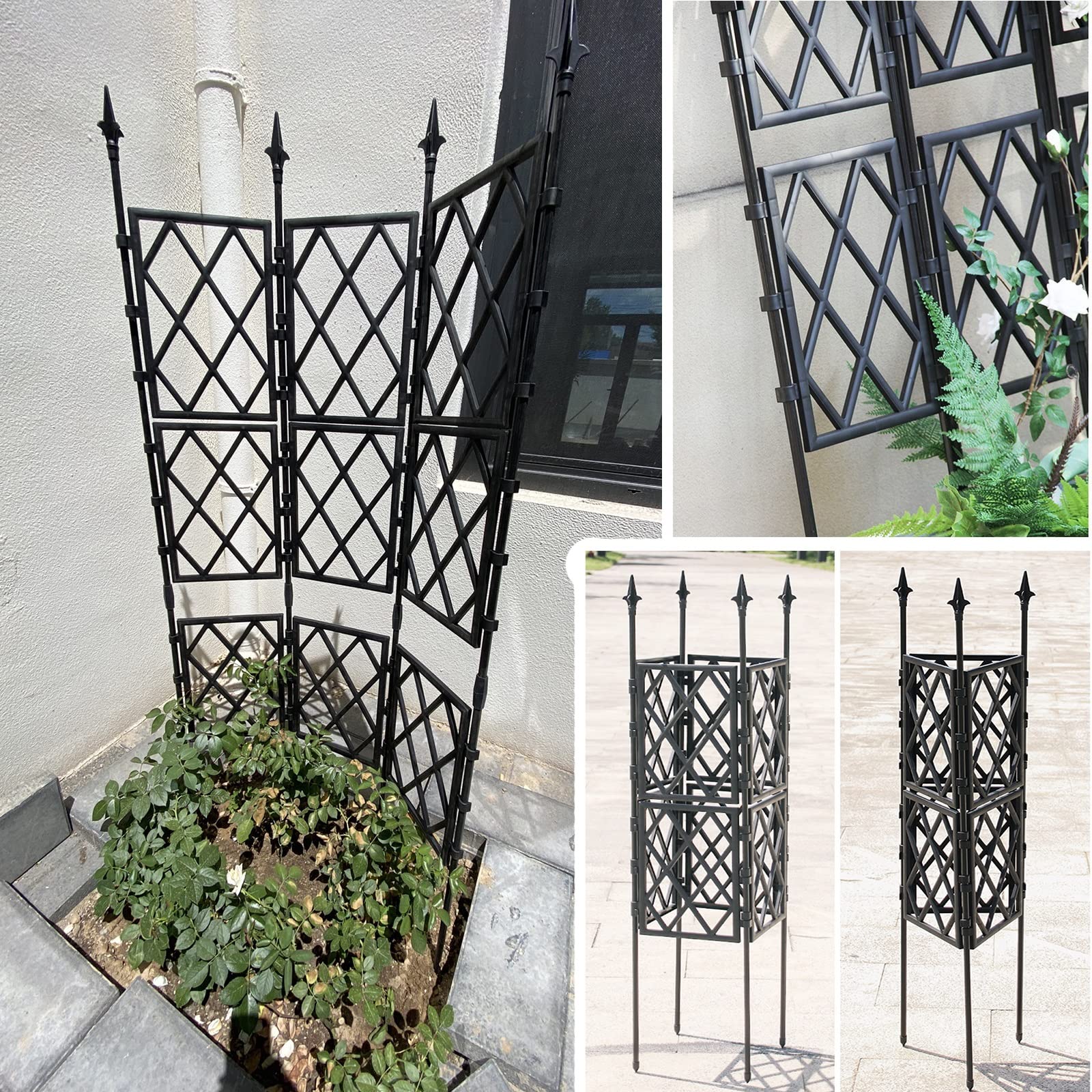 Traliccio da giardino fai da te per piante rampicanti, supporto per piante bianche e nere, per fiori, verdure, frutta, 30 x 220 cm, decorazione per esterni e soluzione di giardinaggio verticale