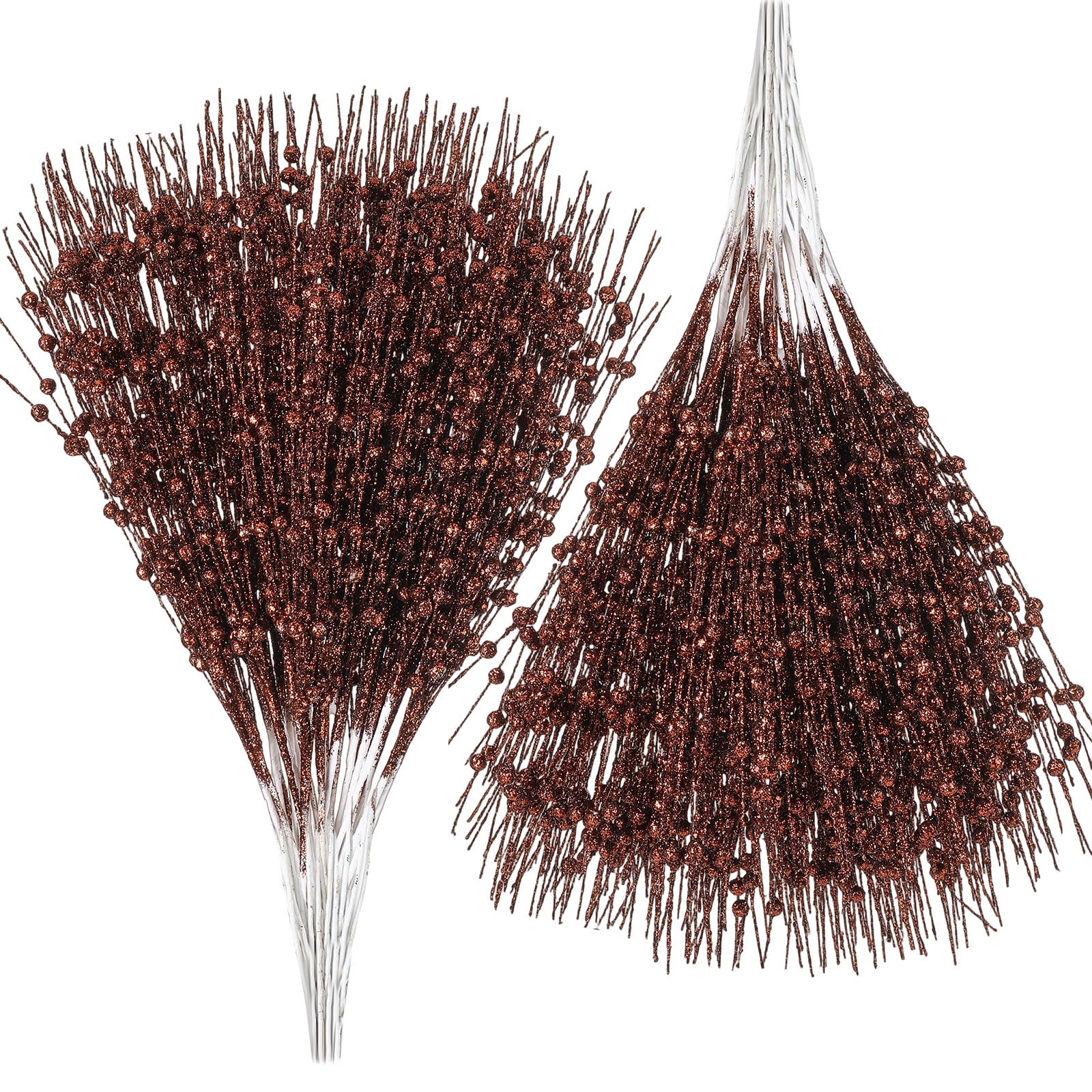 Geosar Künstliche Glitzer-Beerenstiel-Dekorationen, 43,2 cm, Weihnachtsschmuck, Blumenstrauß, Party-Mittelstück, glitzernde Zweige für Hochzeit, Baum, Kranz, Weihnachten, Heimdekoration (braun), 30